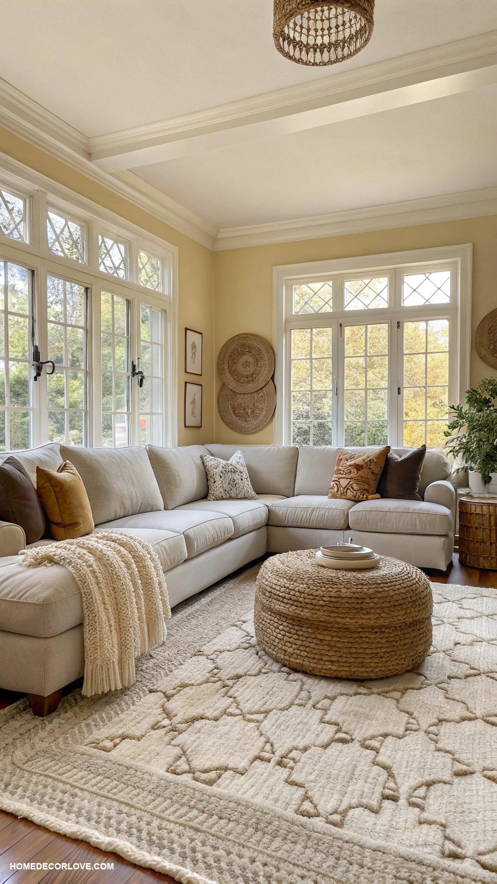 nancy meyers living room Textured rugs for added comfort