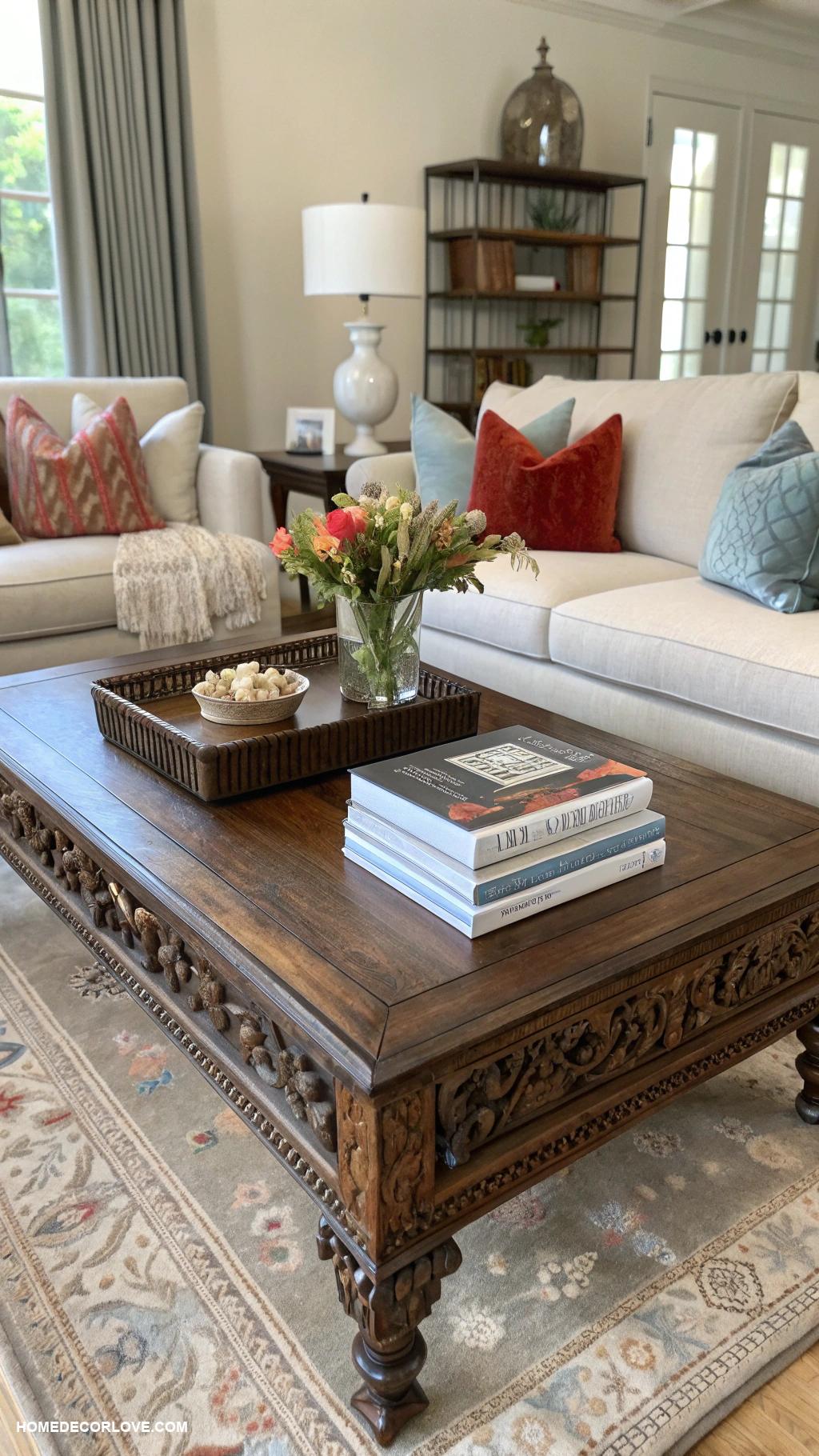 nancy meyers living room Vintage coffee tables with contemporary furniture