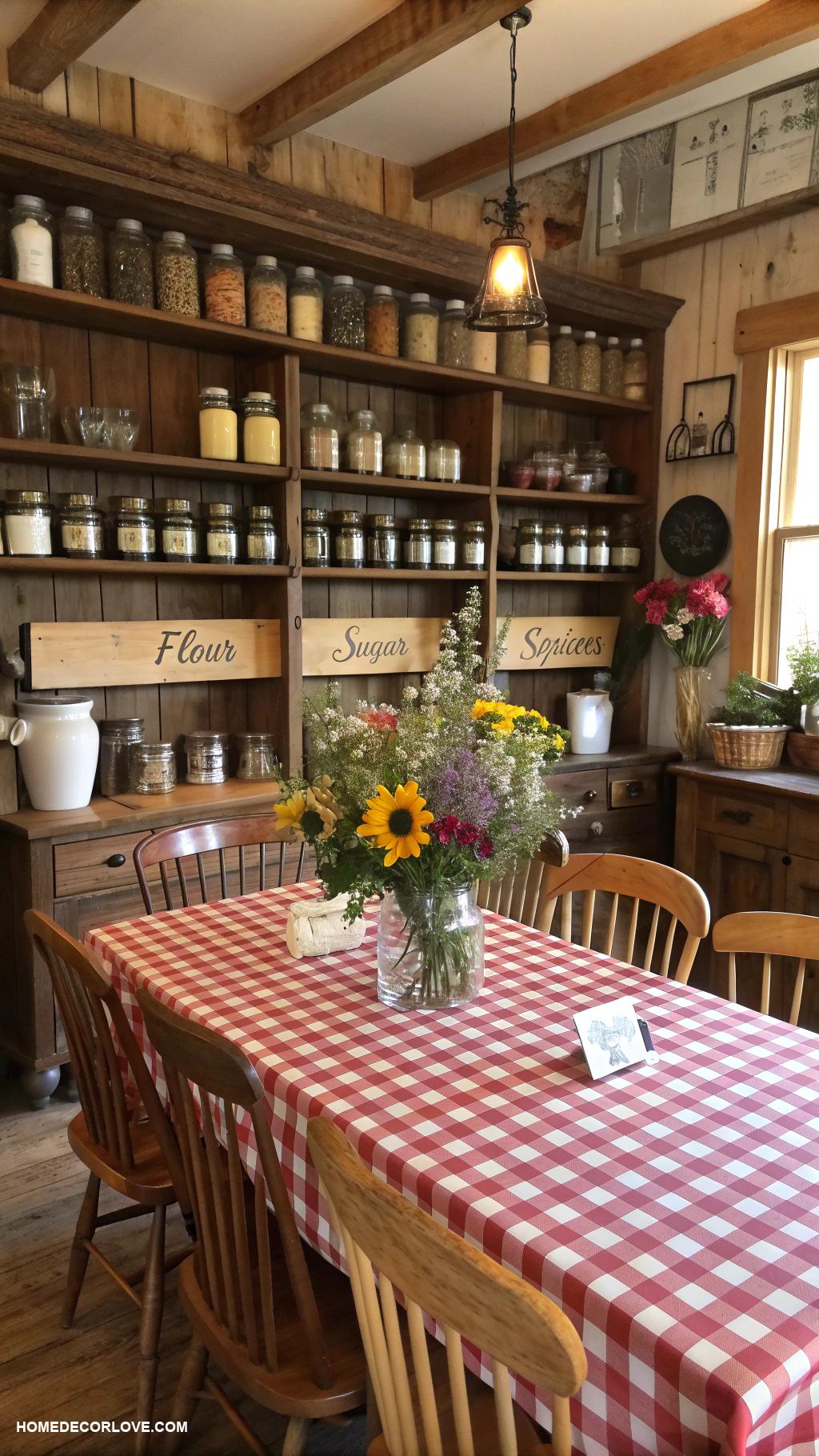 rustic kitchen Mason jar storage for a nostalgic vibe