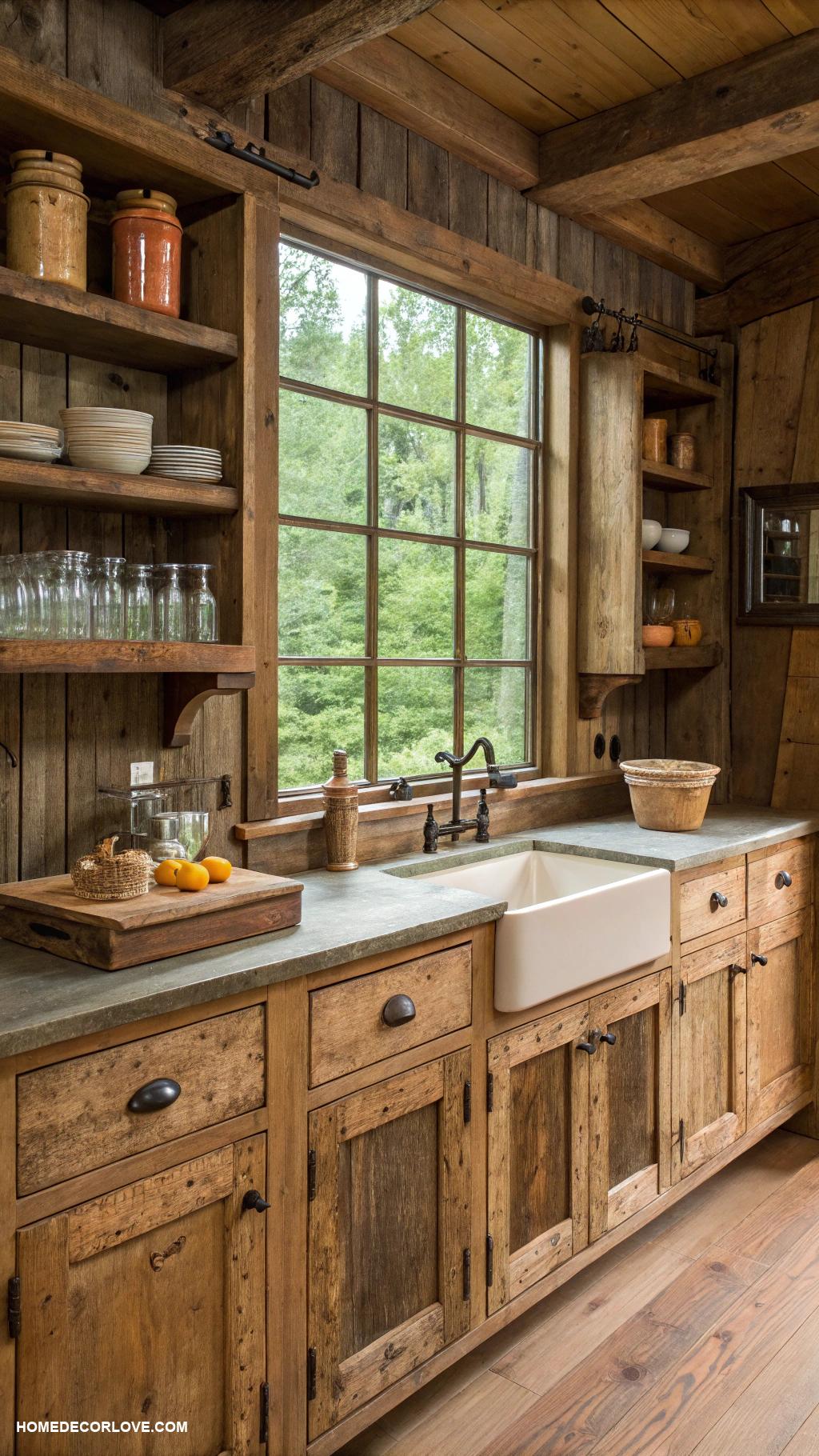 rustic kitchen Reclaimed wood cabinetry for a rustic touch