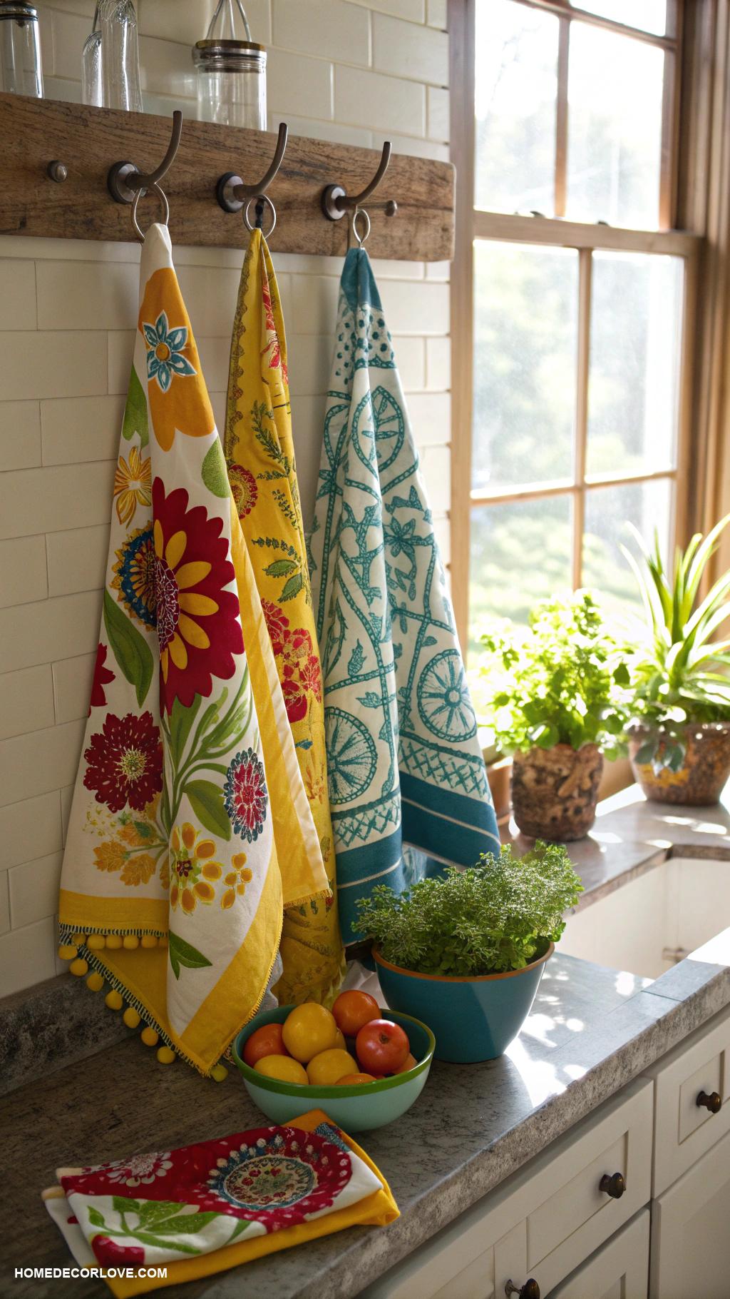 timeless kitchen Decorative kitchen towels in vibrant patterns