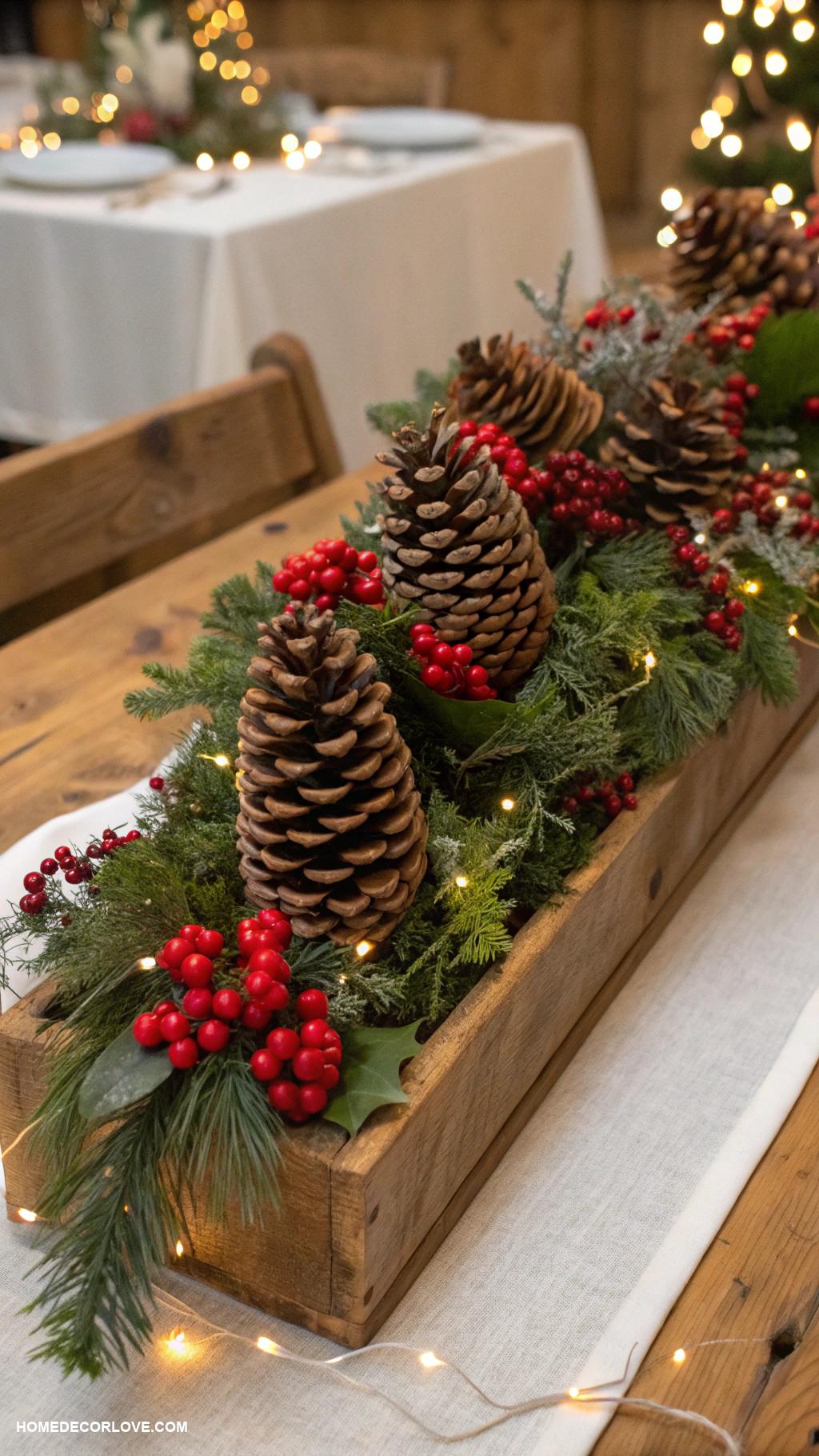 traditional christmas decor Pinecone and berry arrangements