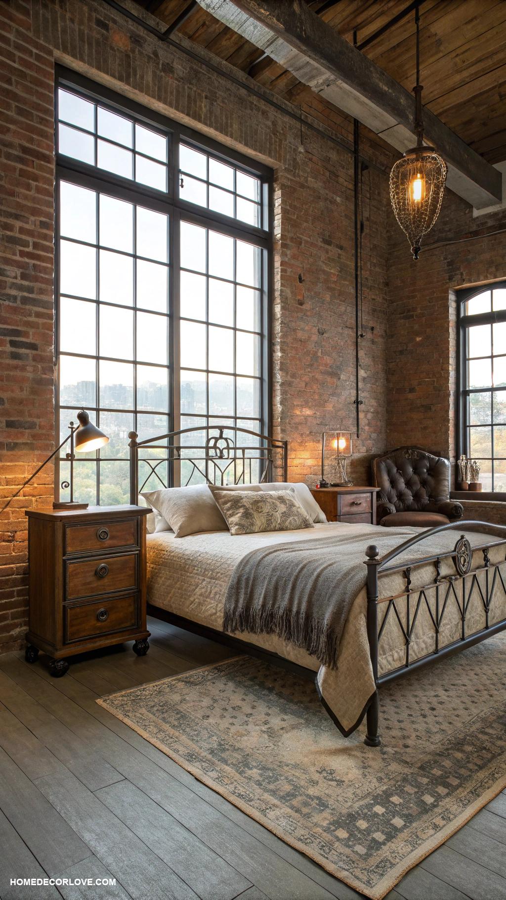 aesthetic bedroom Industrial loft with metal accents