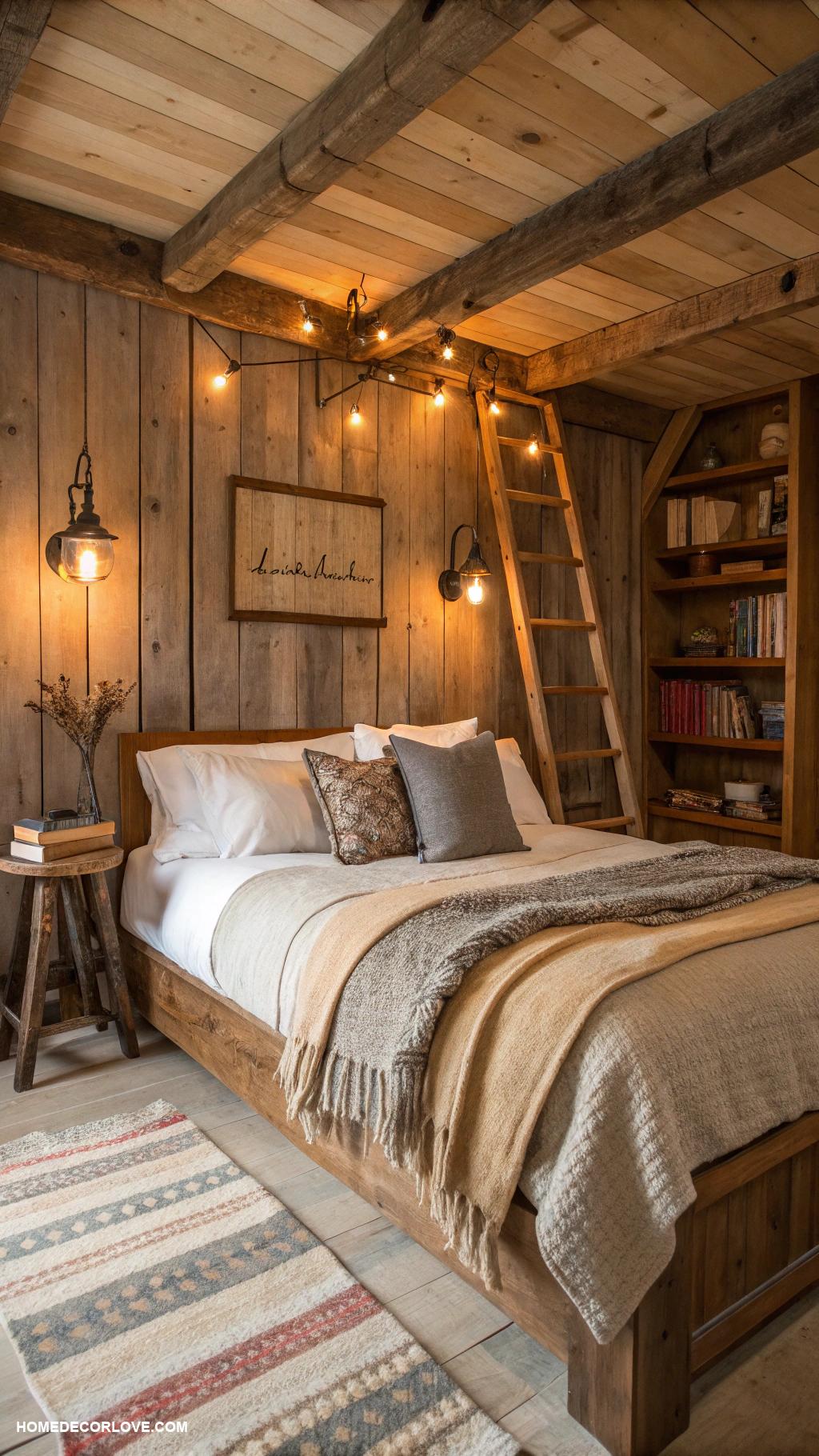 aesthetic bedroom Rustic charm with wooden elements