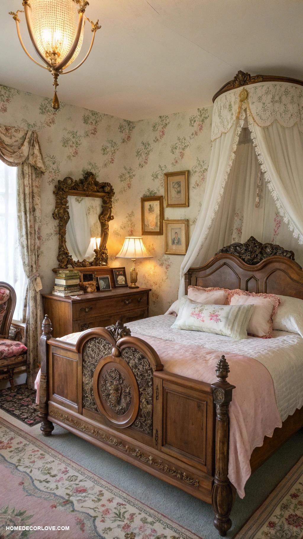 aesthetic bedroom Vintage chic with antique accessories