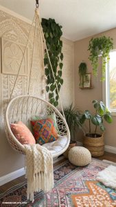 boho bedroom Hanging chair for relaxation