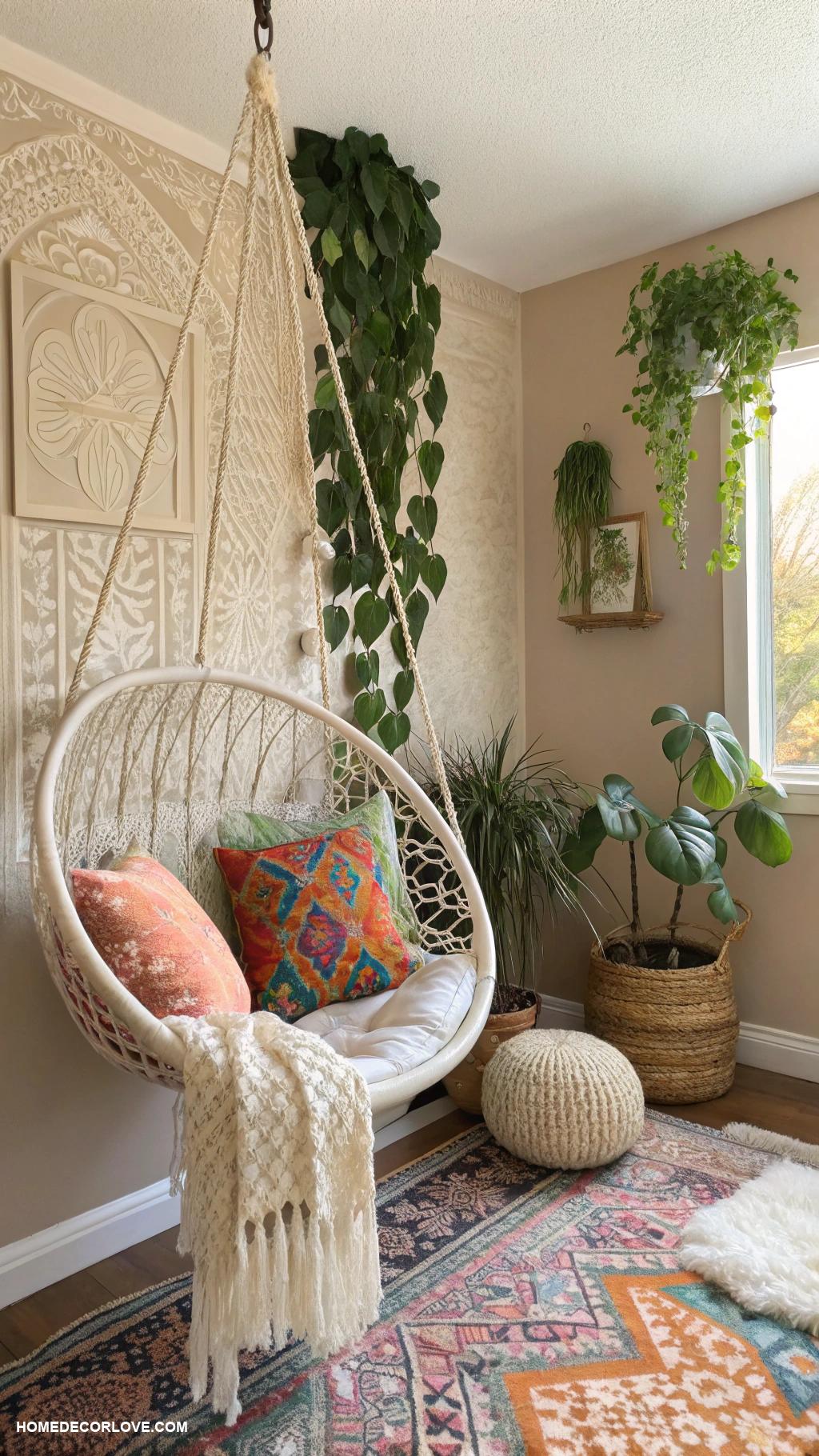 boho bedroom Hanging chair for relaxation