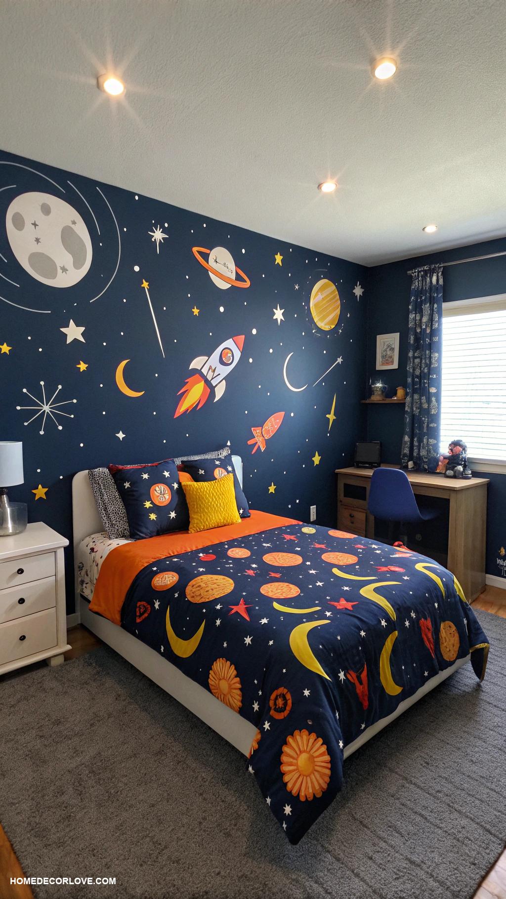 boys bedroom ideas Space themed bedding and decor