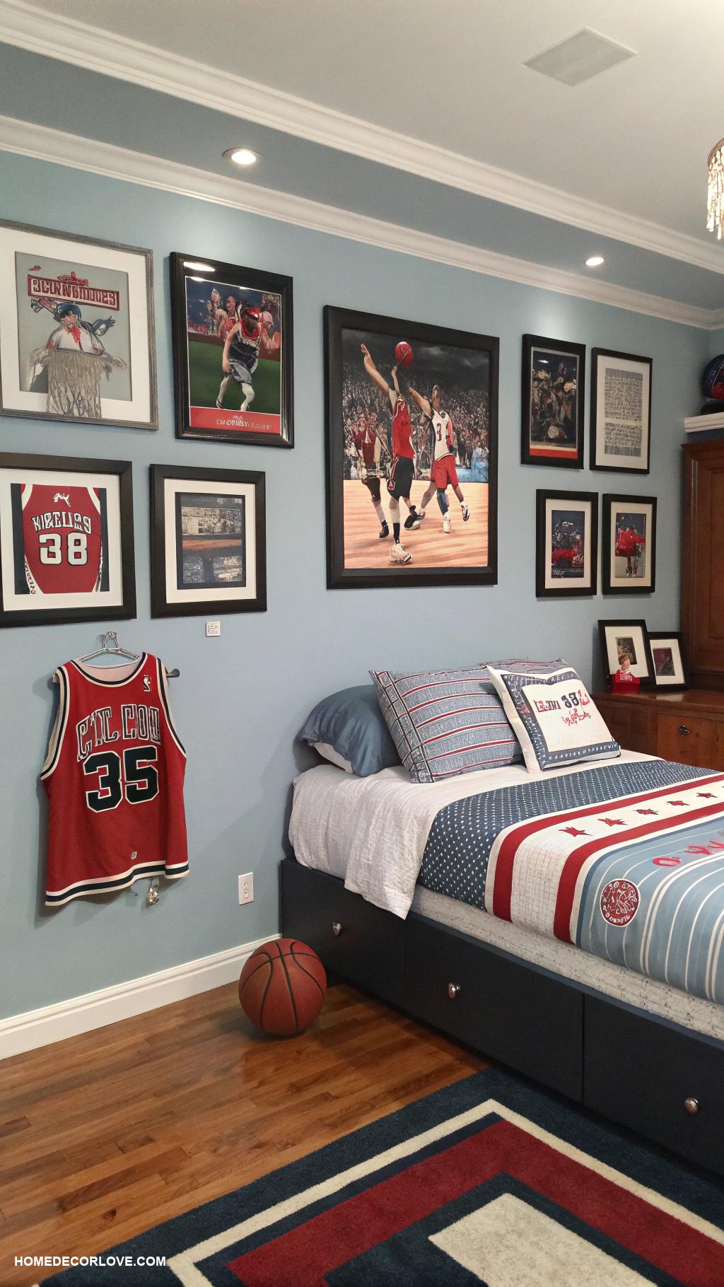 boys bedroom ideas Sports memorabilia wall art