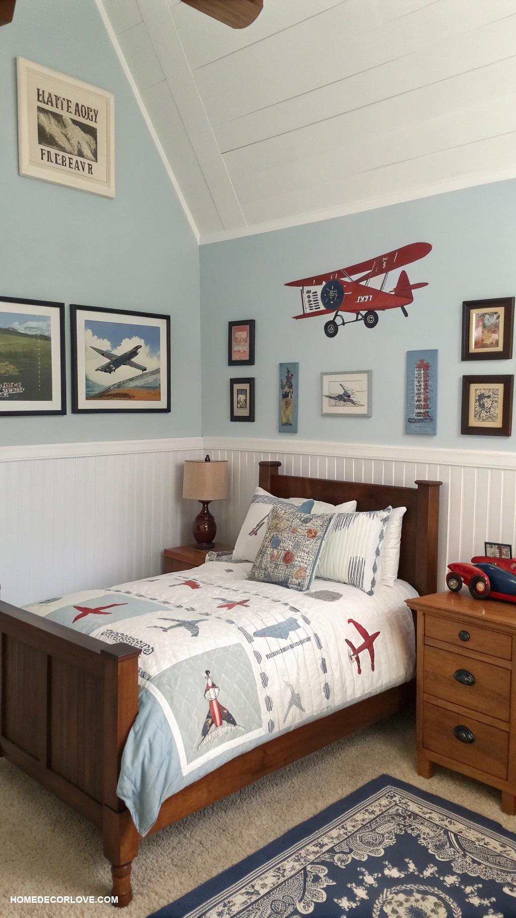 boys bedroom ideas Vintage airplane decorations for aviation fans