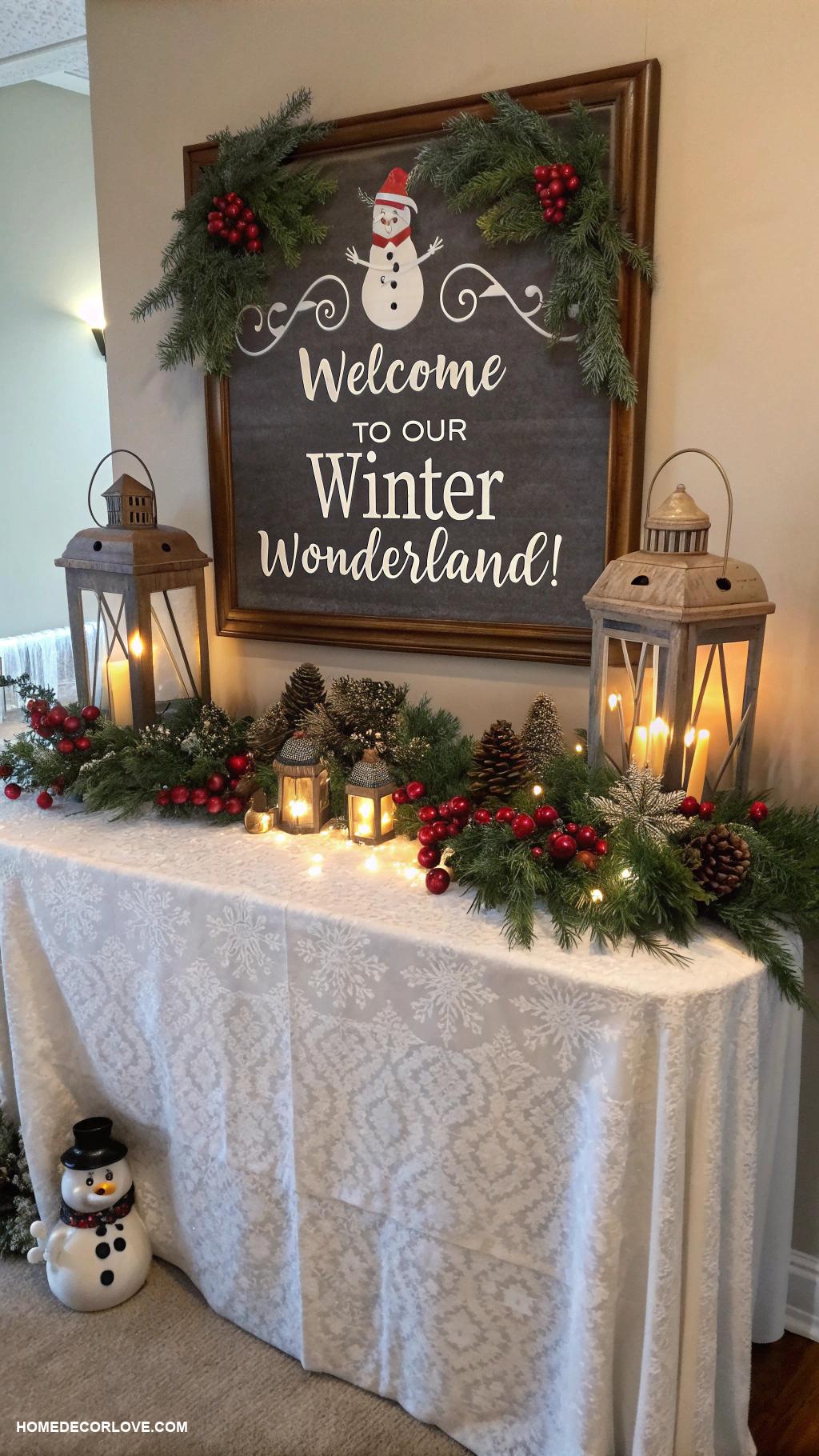 christmas entryway table decor Seasonal greeting sign with cheerful message