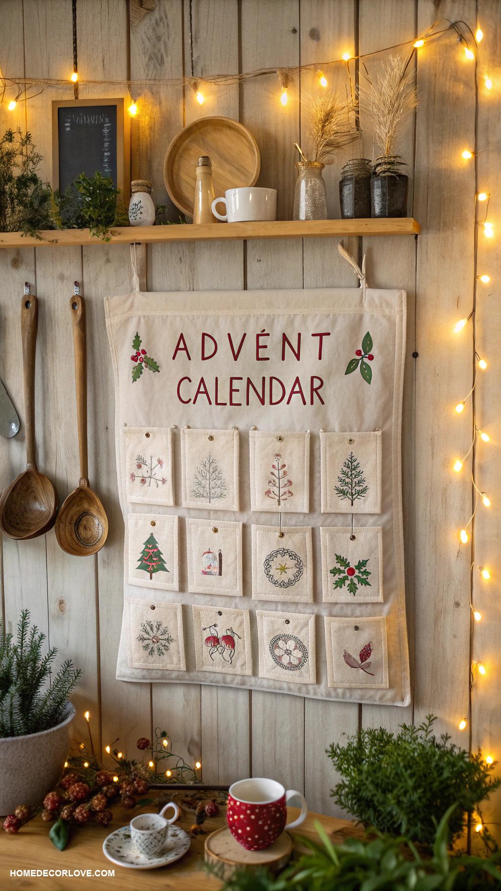 christmas kitchen decor Advent calendar hanging on kitchen wall