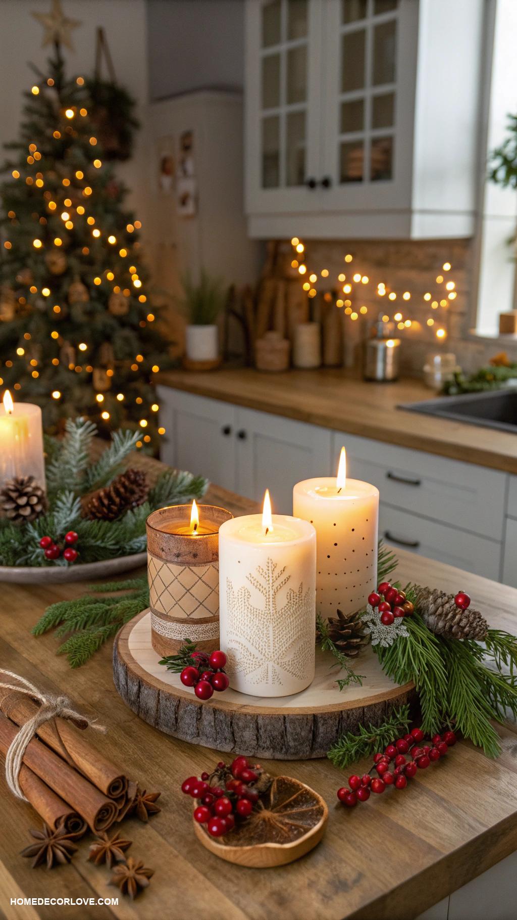 christmas kitchen decor Candles in Christmas scents for ambiance