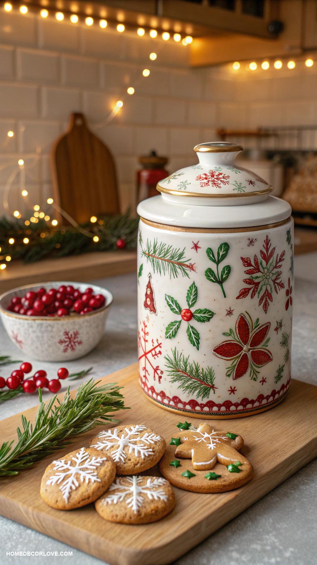 christmas kitchen decor Festive cookie jar for holiday treats