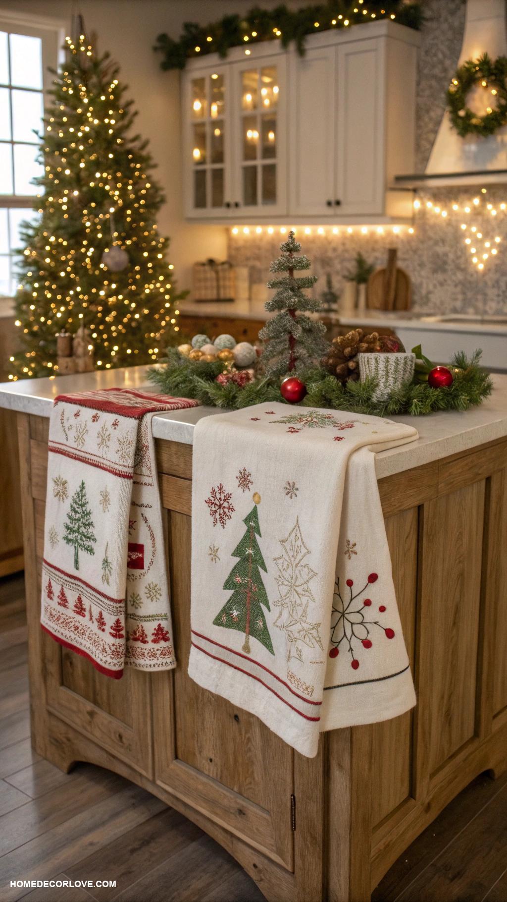 christmas kitchen decor Seasonal dish towels with Christmas designs