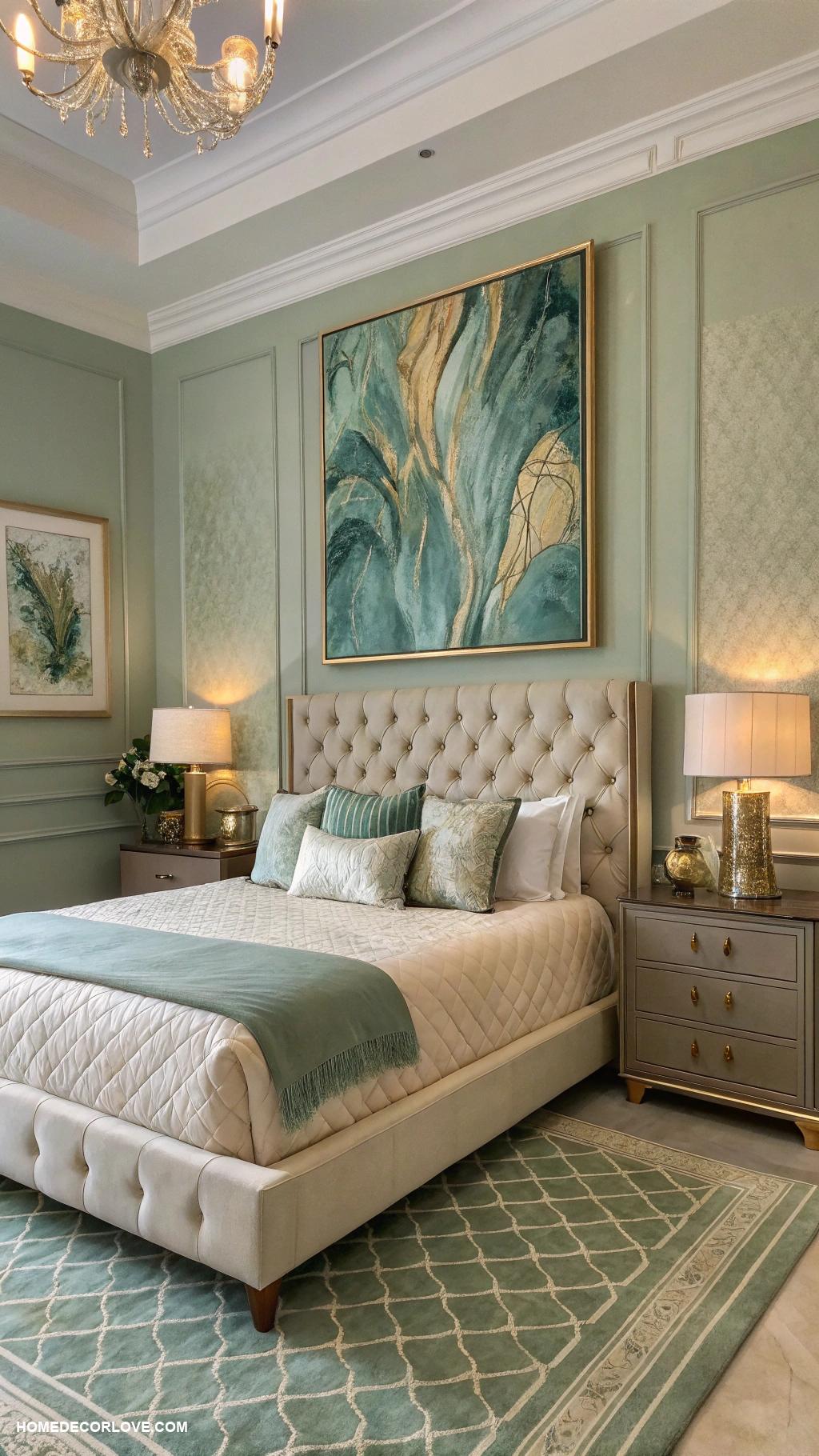 classy bedroom Artwork that complements the room theme