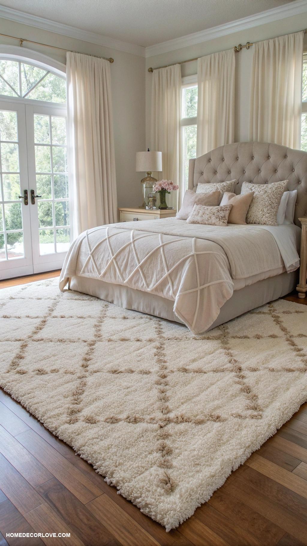 classy bedroom Large area rug for comfort and style
