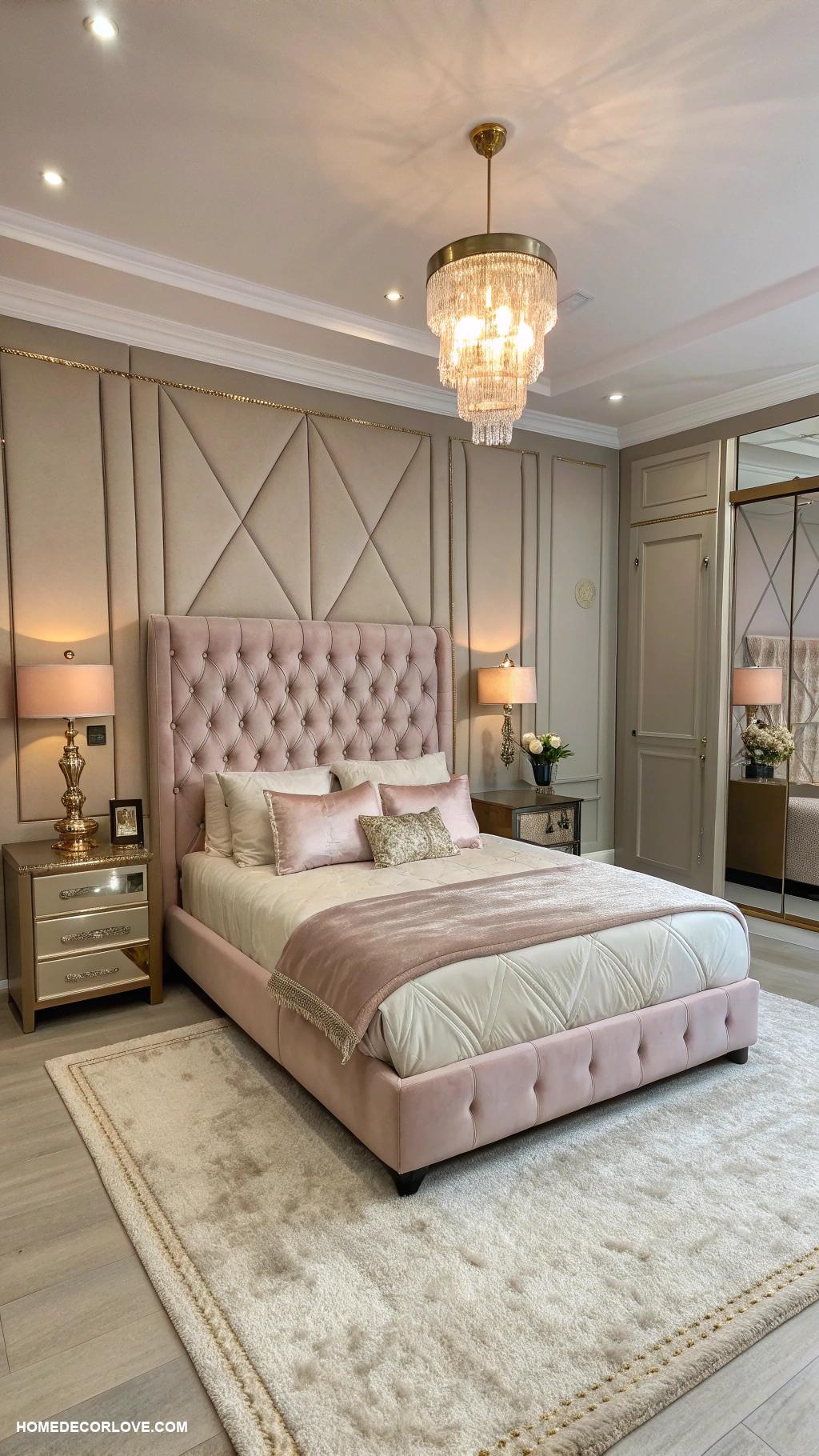 classy bedroom Mirrored accents to add depth