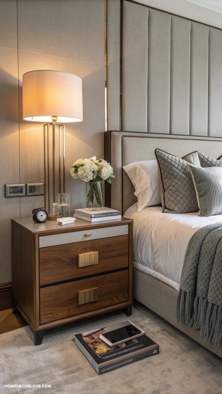classy bedroom Sleek bedside tables for functionality