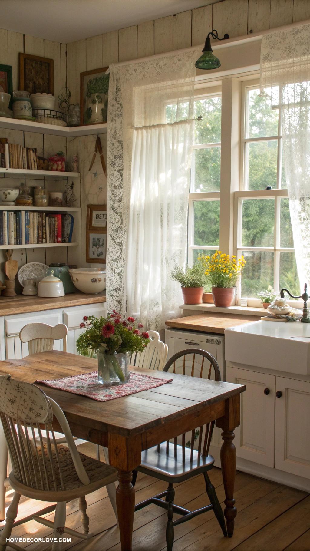 cottage kitchen Mix matched chairs for character