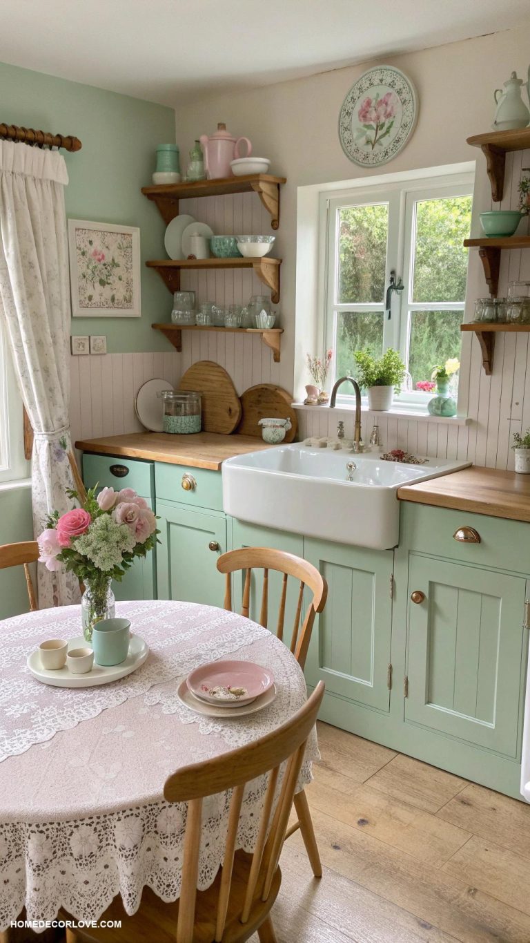 cottage kitchen Soft pastel color palette used