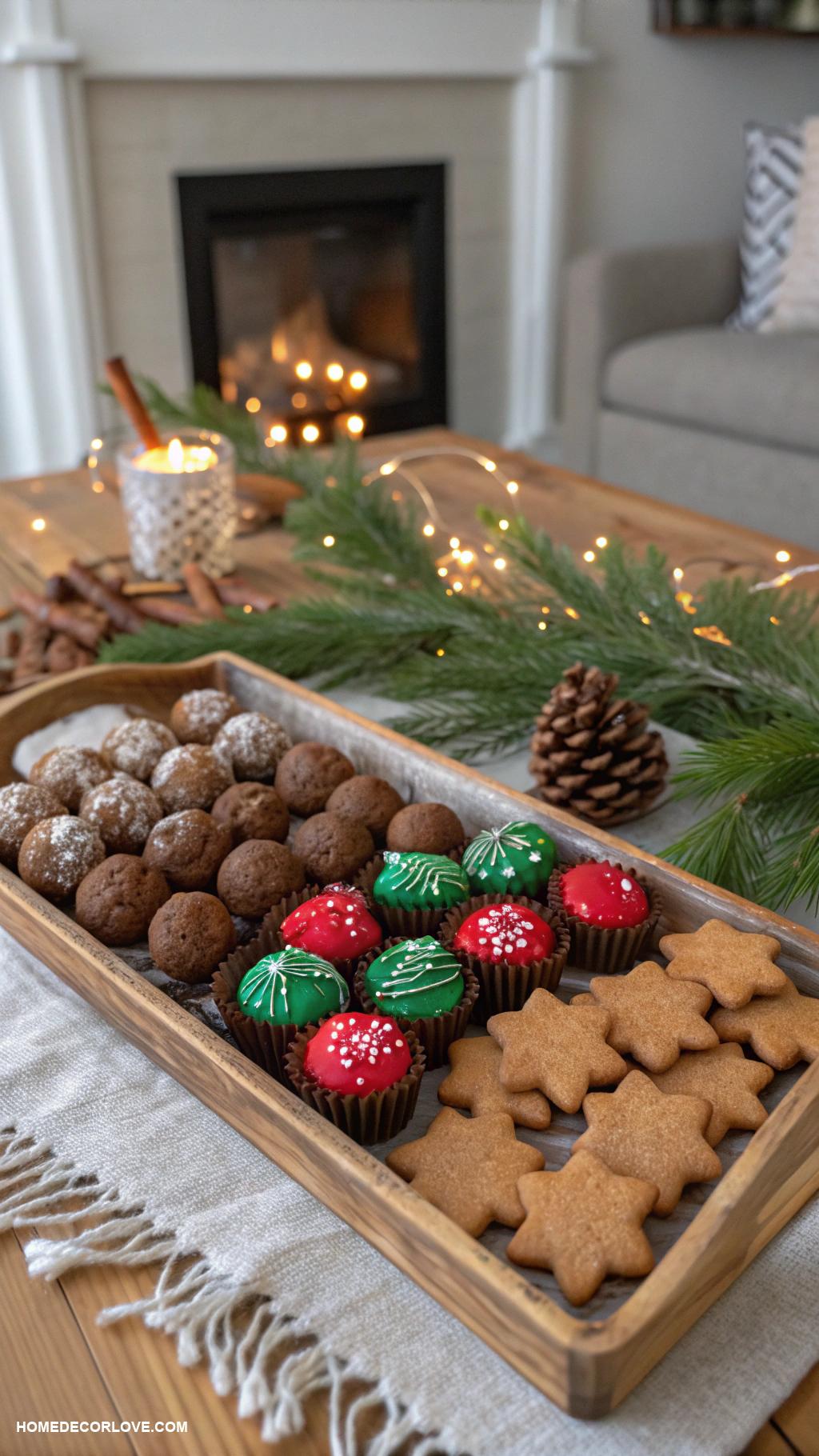 cozy christmas aesthetic Decorative trays with holiday treats