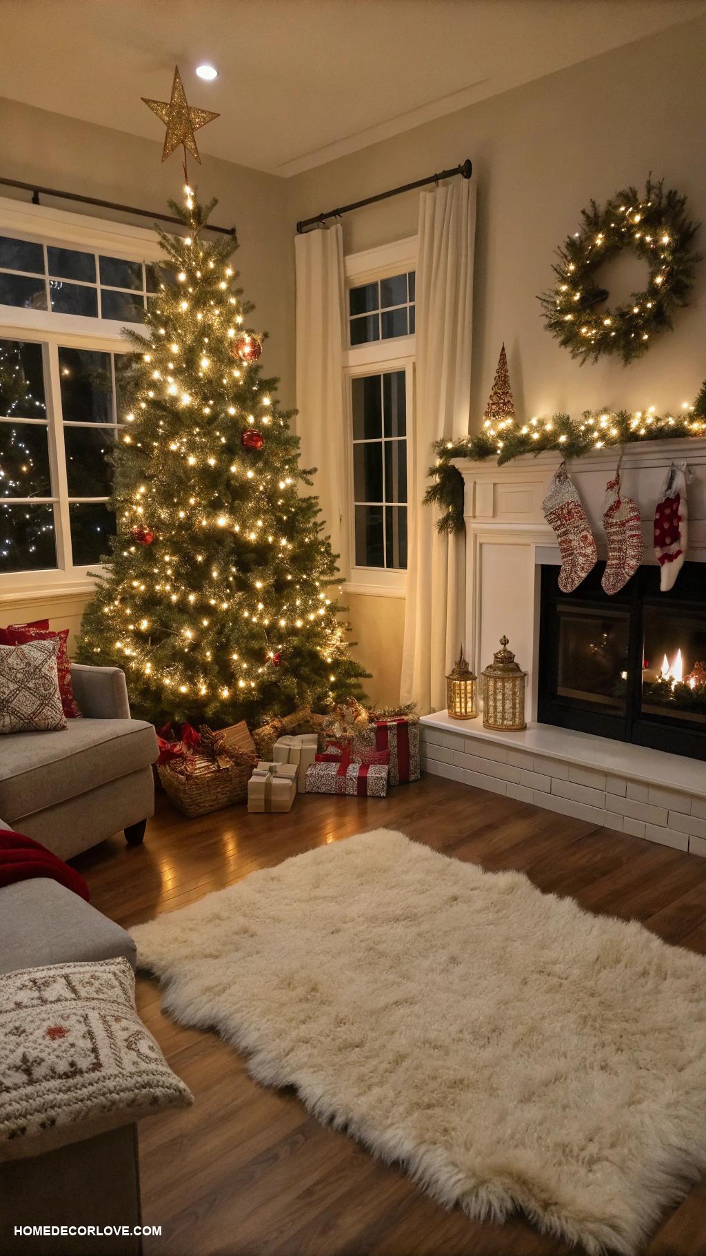 cozy christmas aesthetic Faux fur rugs for added warmth