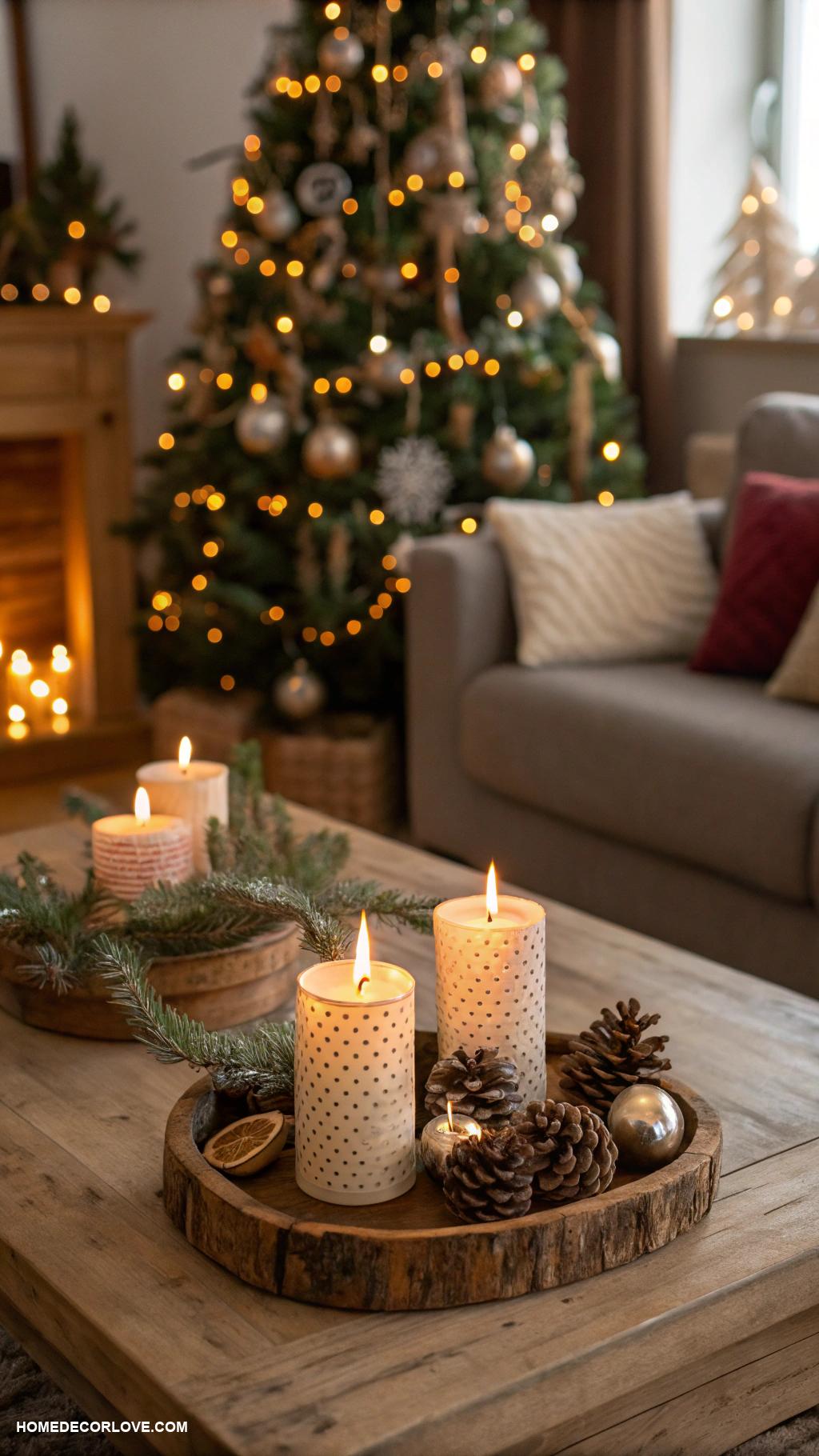 cozy christmas aesthetic Scented candles with cinnamon aroma