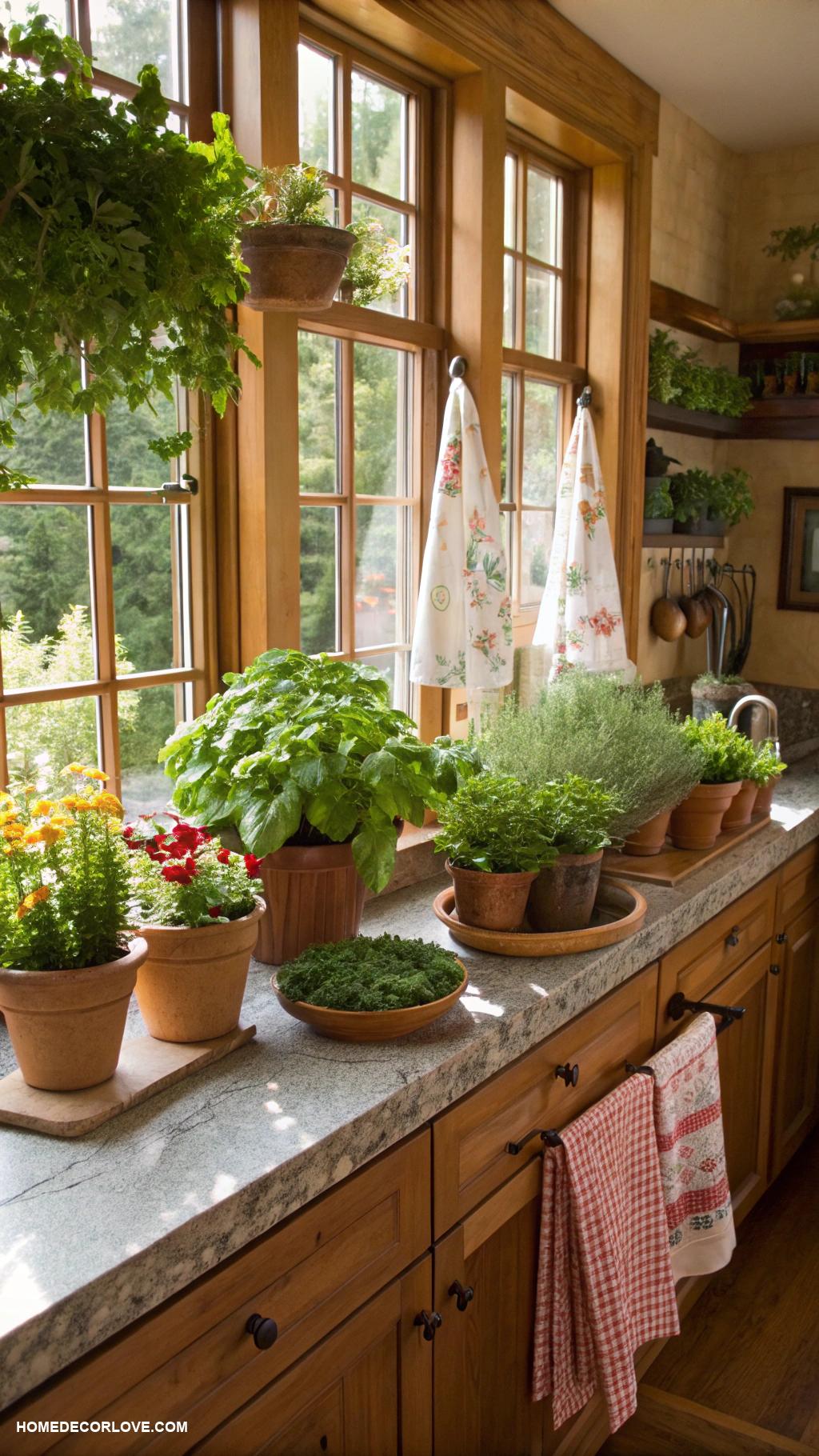 cozy kitchen Potted plants for a vibrant ambiance
