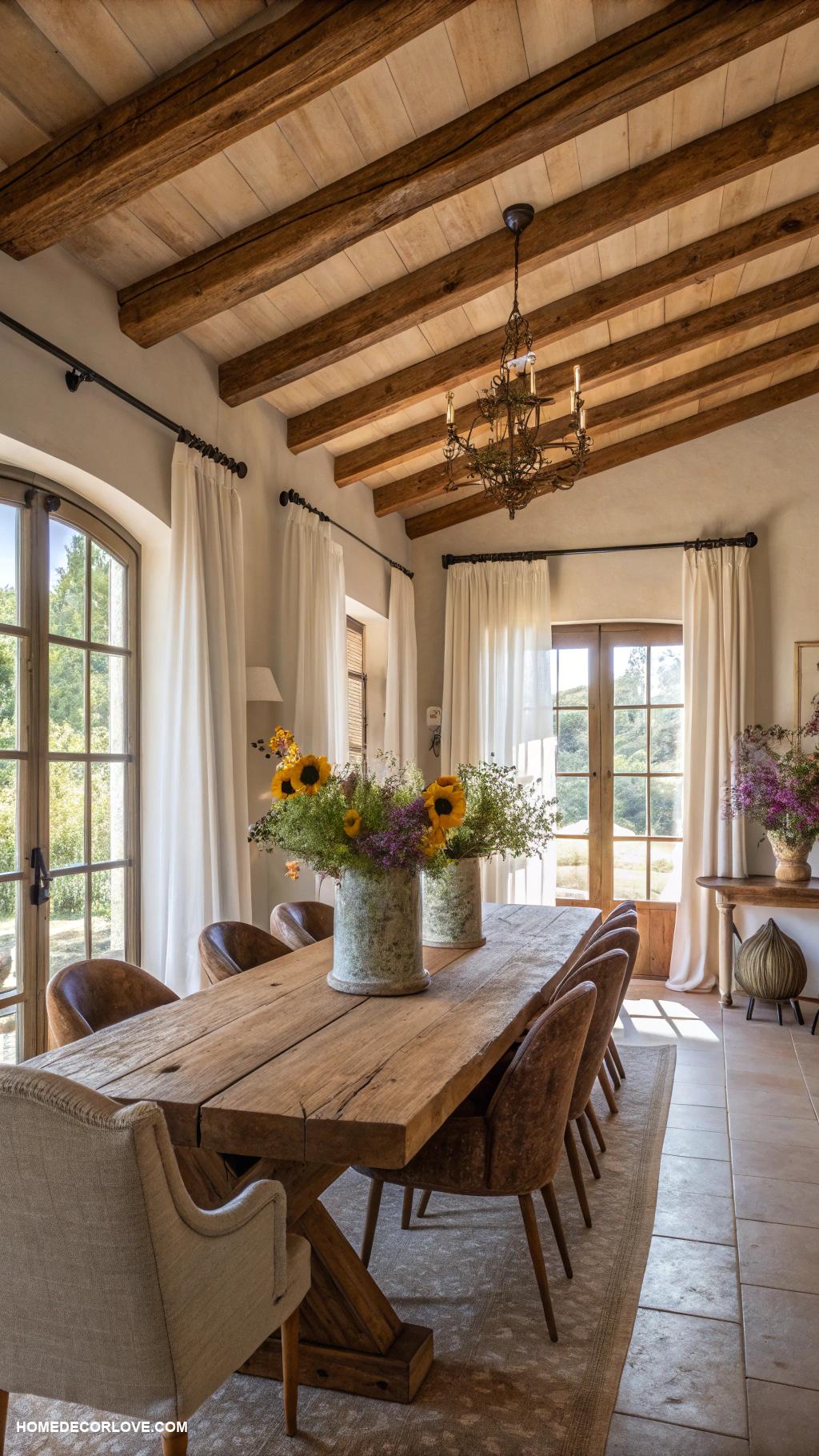 dining room inspiration Wooden beams for a rustic touch