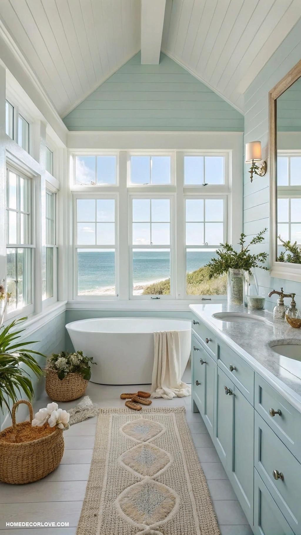 dream bathrooms Coastal vibes with soft blue hues