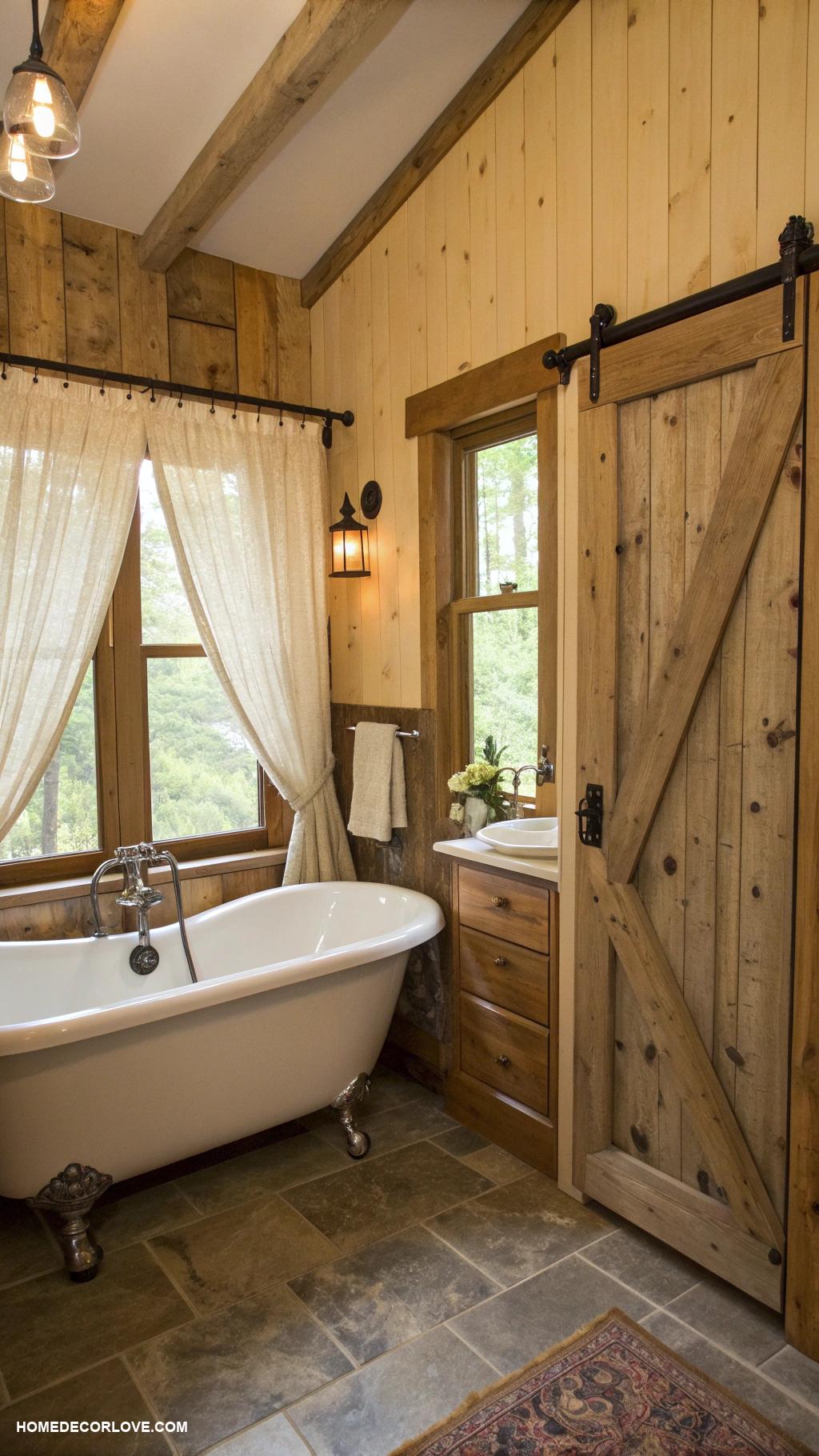 dream bathrooms Rustic lodge with reclaimed wood details