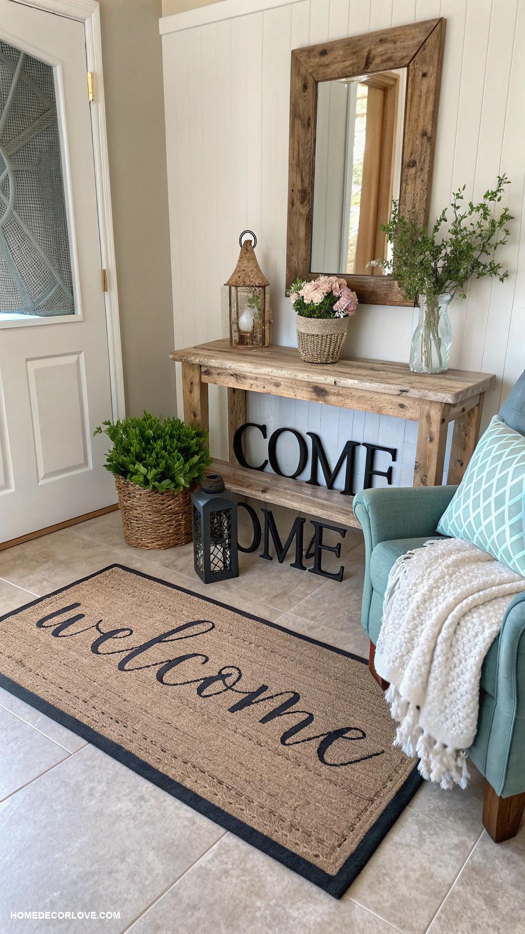 entryway ideas Incorporate a welcoming doormat for guests