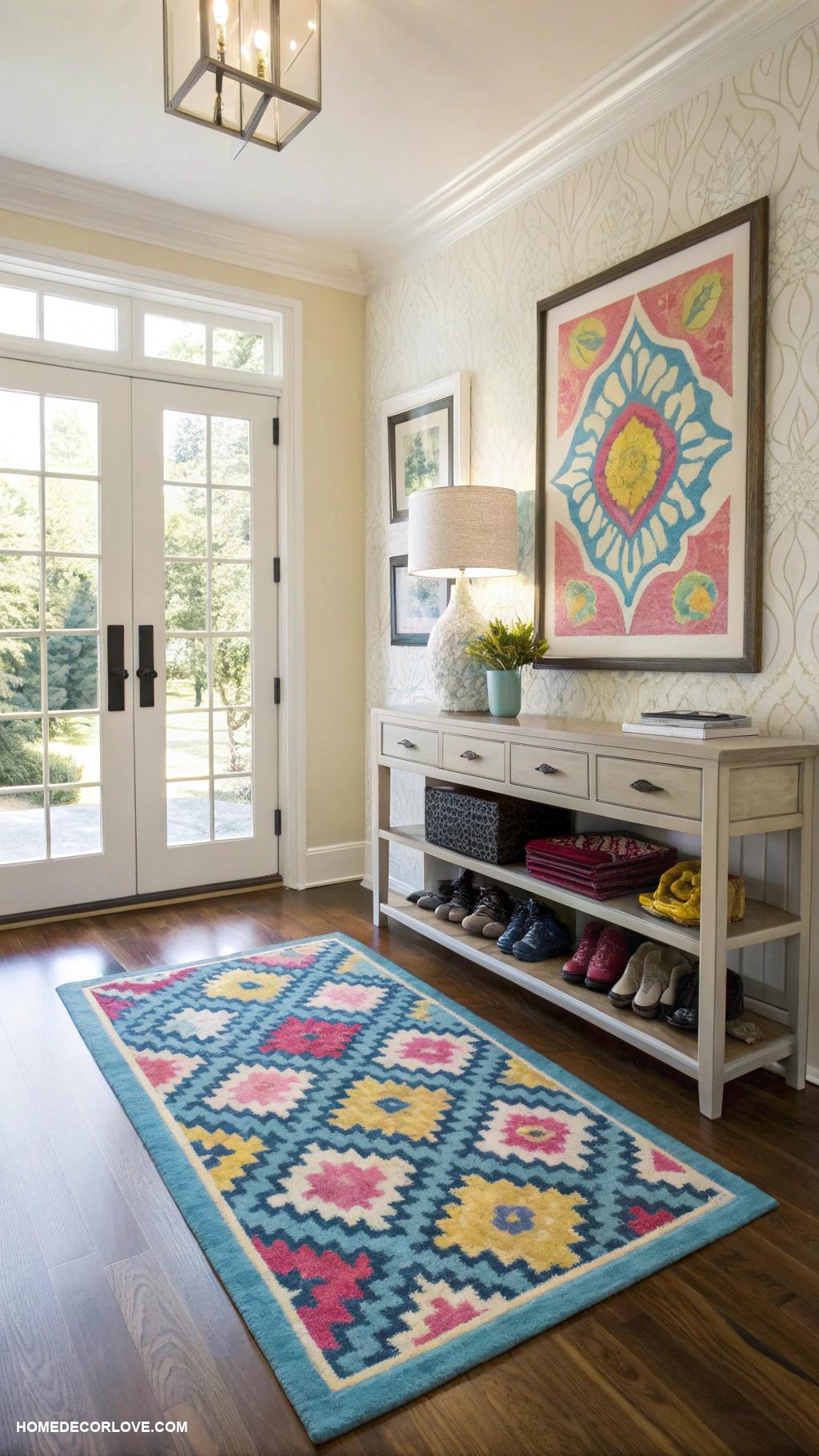 foyer ideas entryway Add a colorful welcome mat