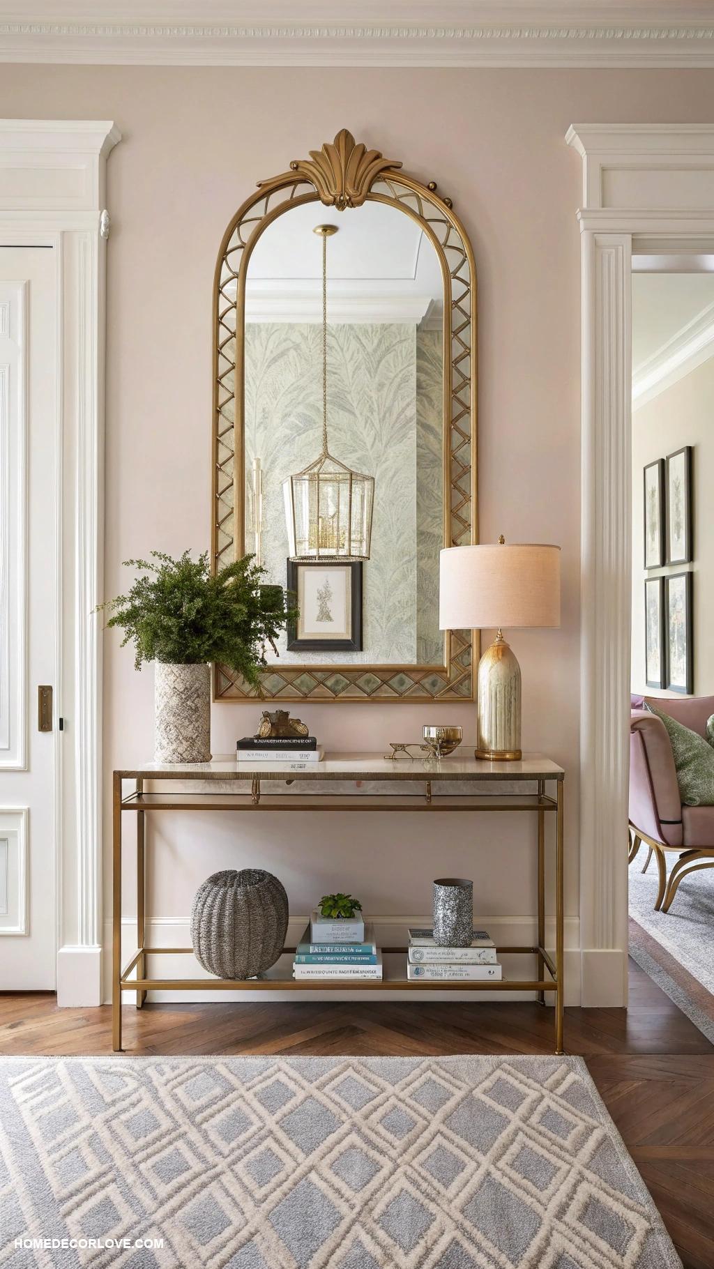 foyer ideas entryway Add a statement mirror for depth