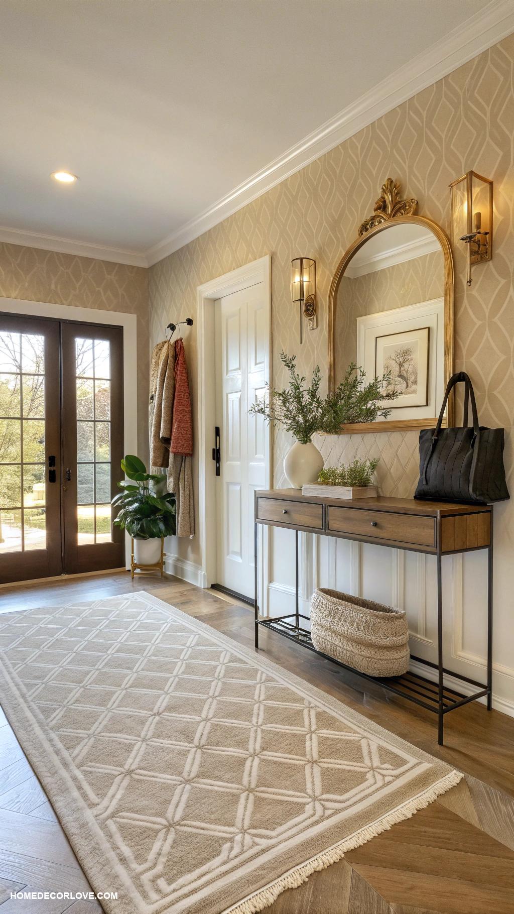 foyer ideas entryway Include a cozy area rug