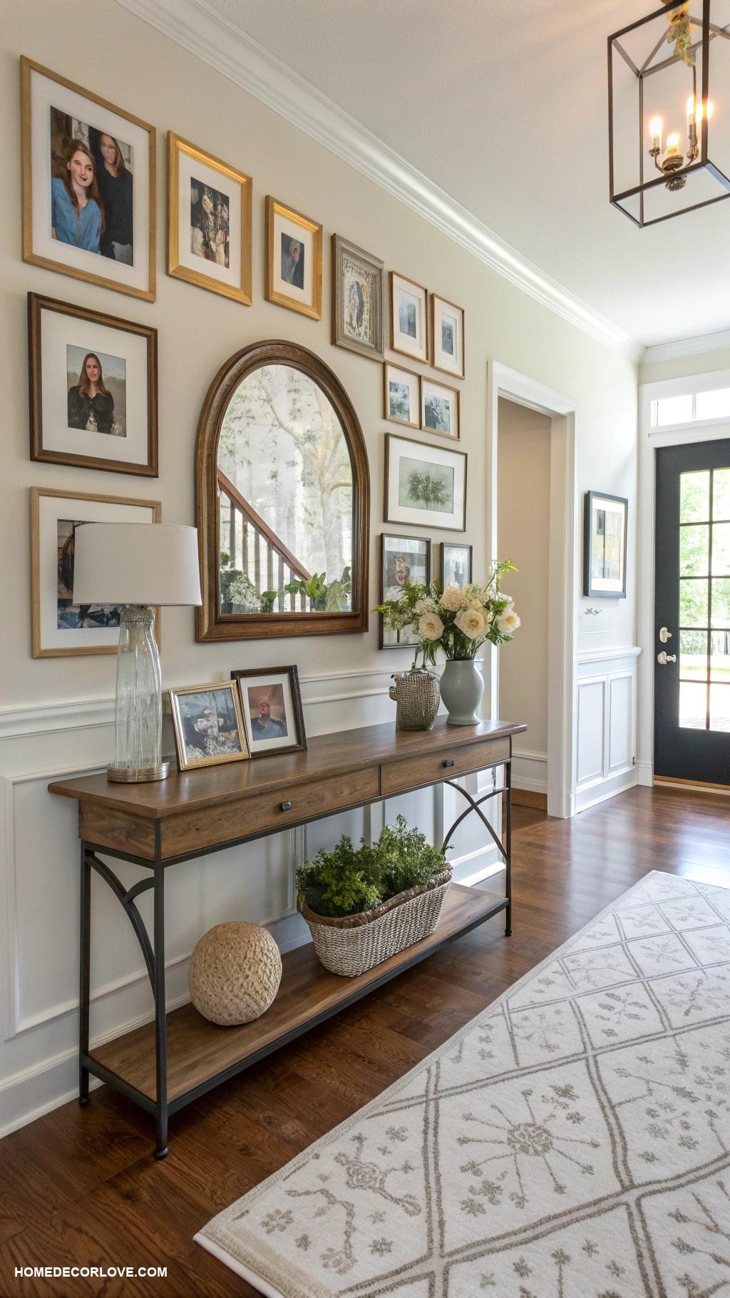 foyer ideas entryway Showcase family photos on walls
