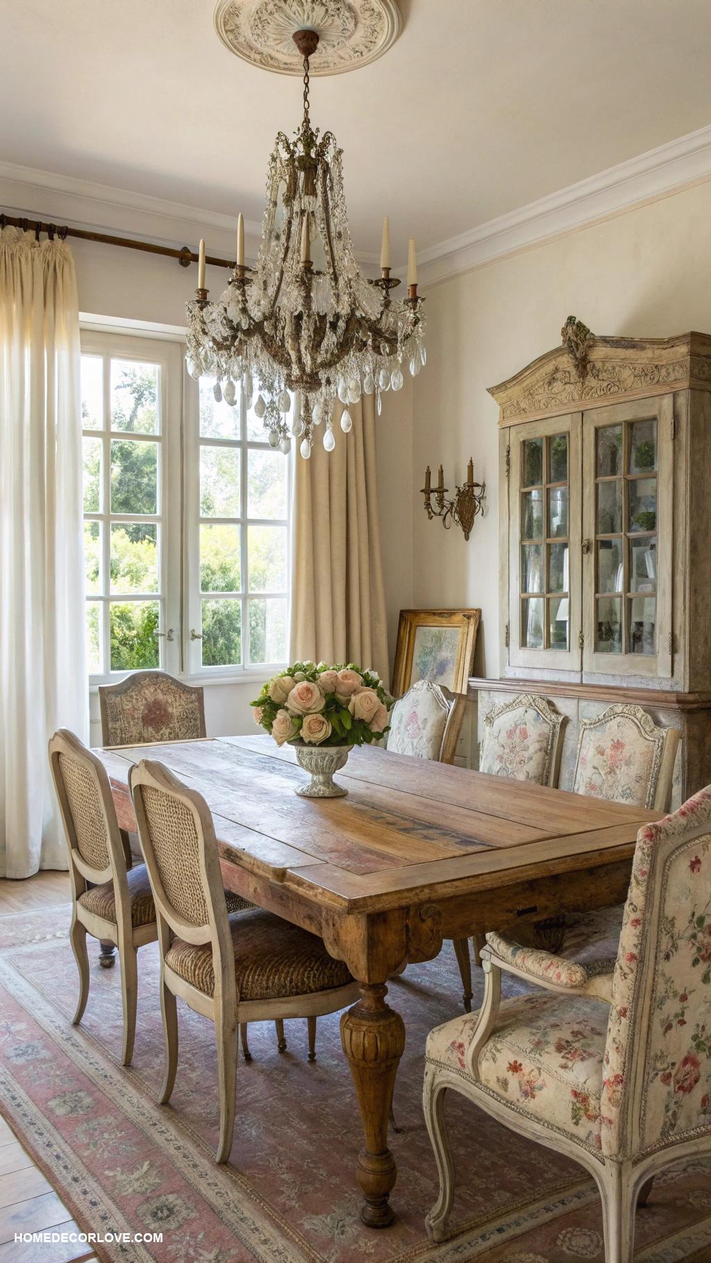 french country dining room Antique furniture for character