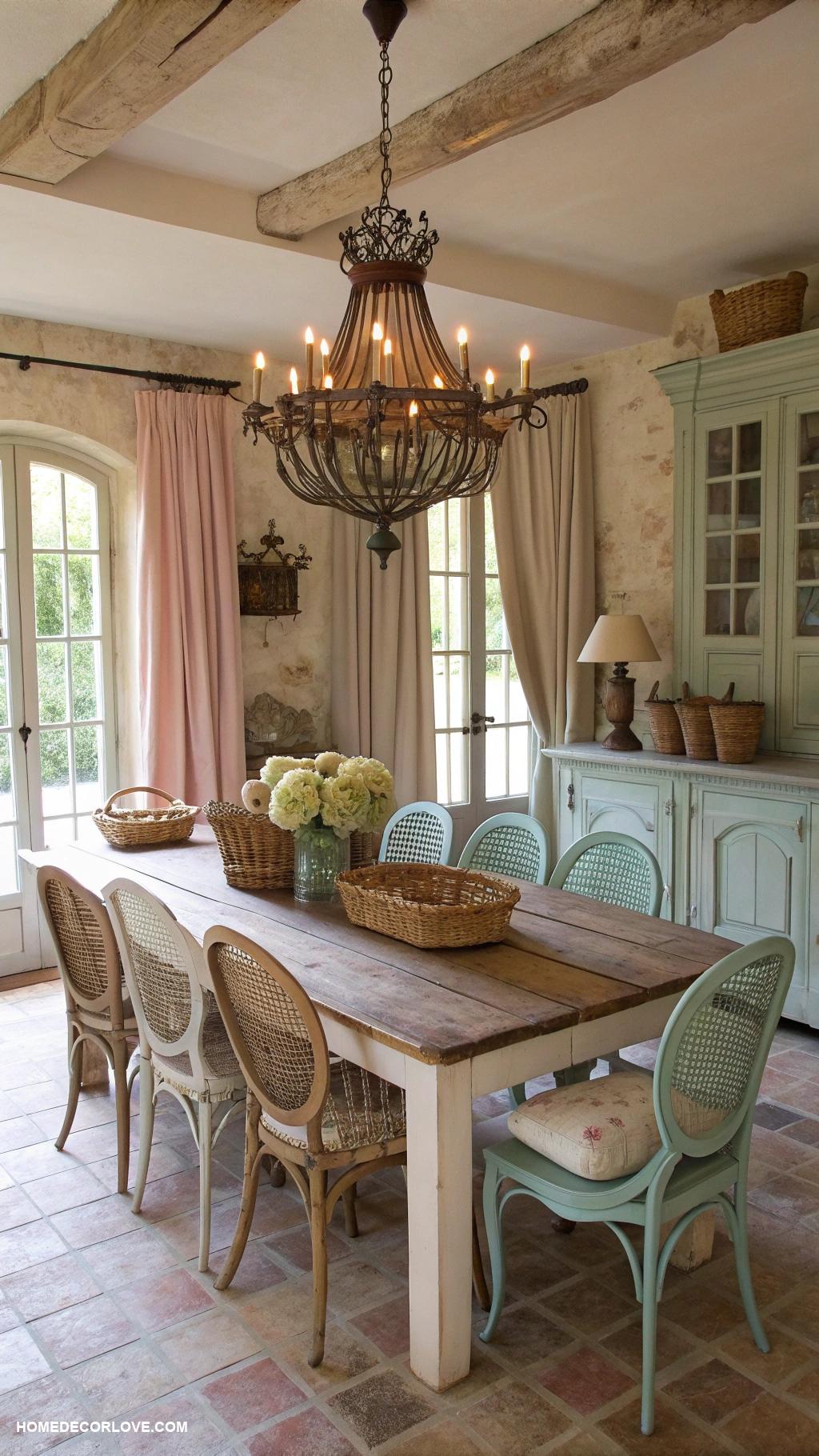 french country dining room Woven baskets for storage and decor