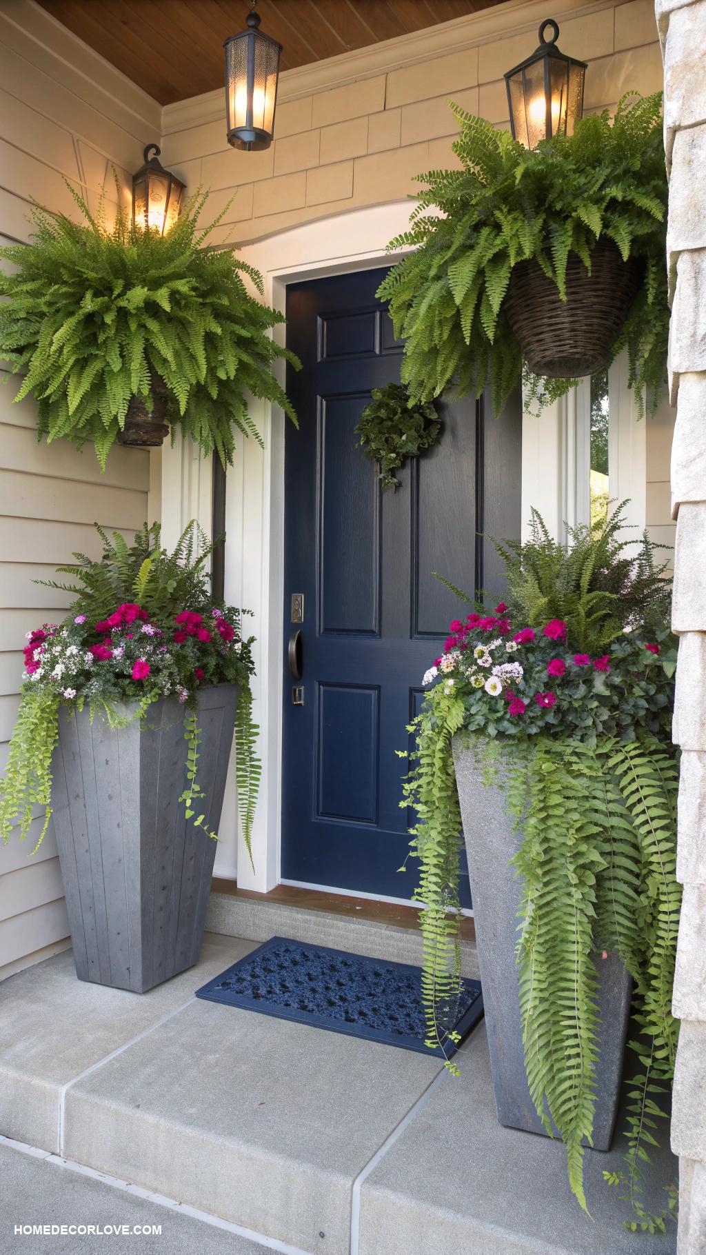 front door entryway ideas Decorative planters for vibrant greenery