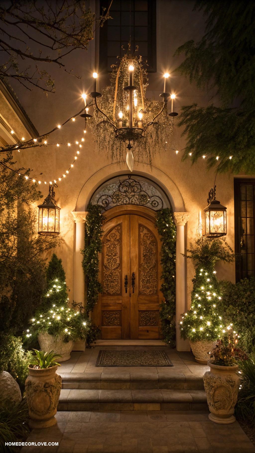 front door entryway ideas Lighting fixtures for nighttime ambiance