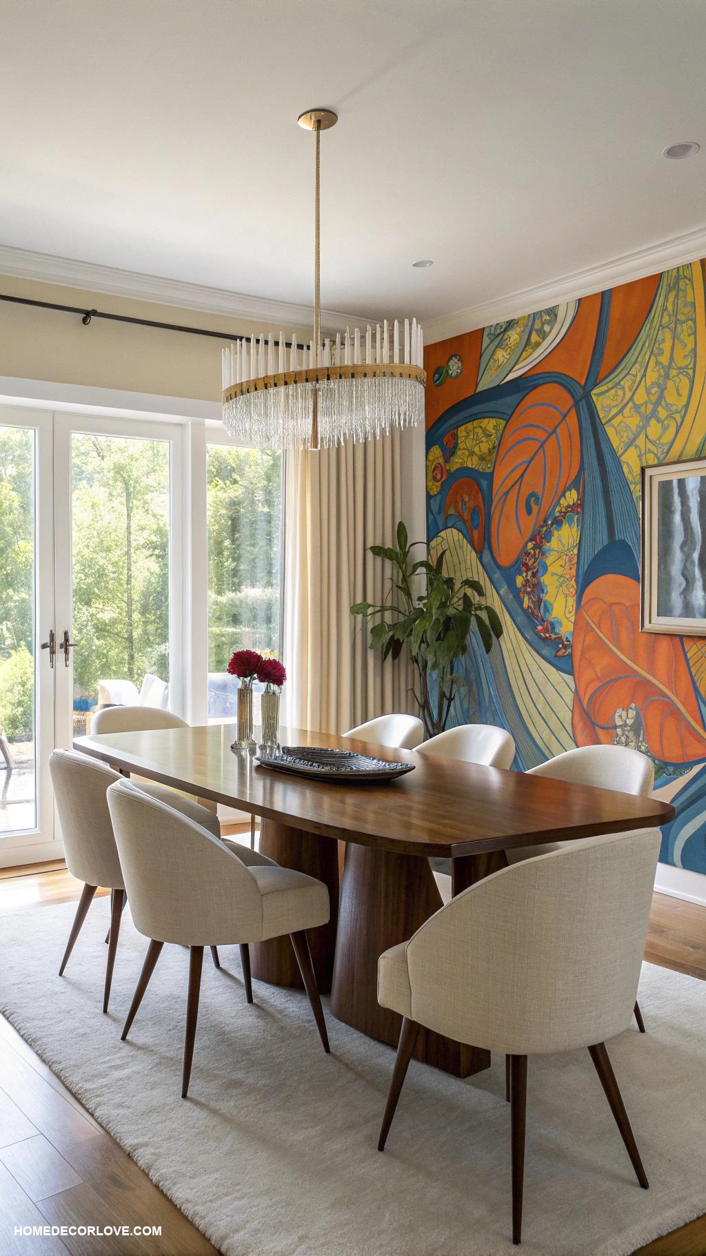 mid century modern dining room Colorful abstract wall art