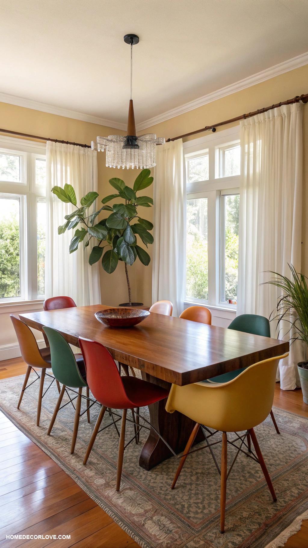 mid century modern dining room Potted plants for a fresh touch