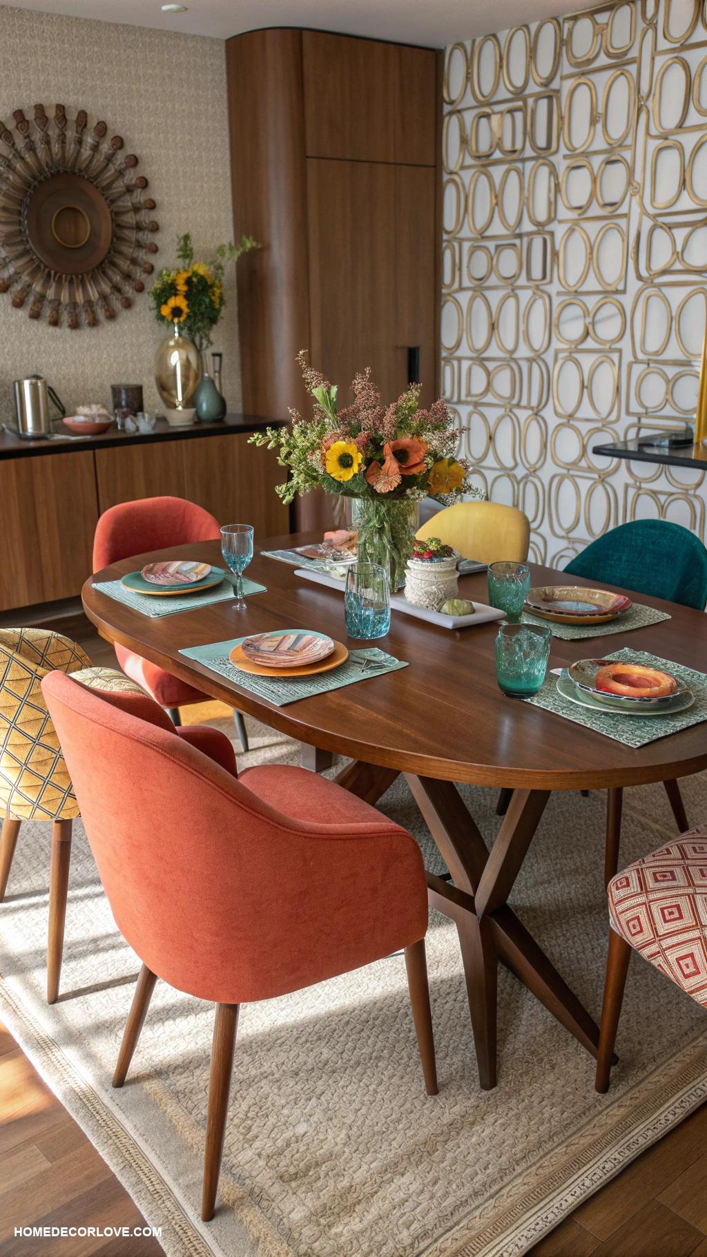 mid century modern dining room Vintage inspired tableware and cutlery