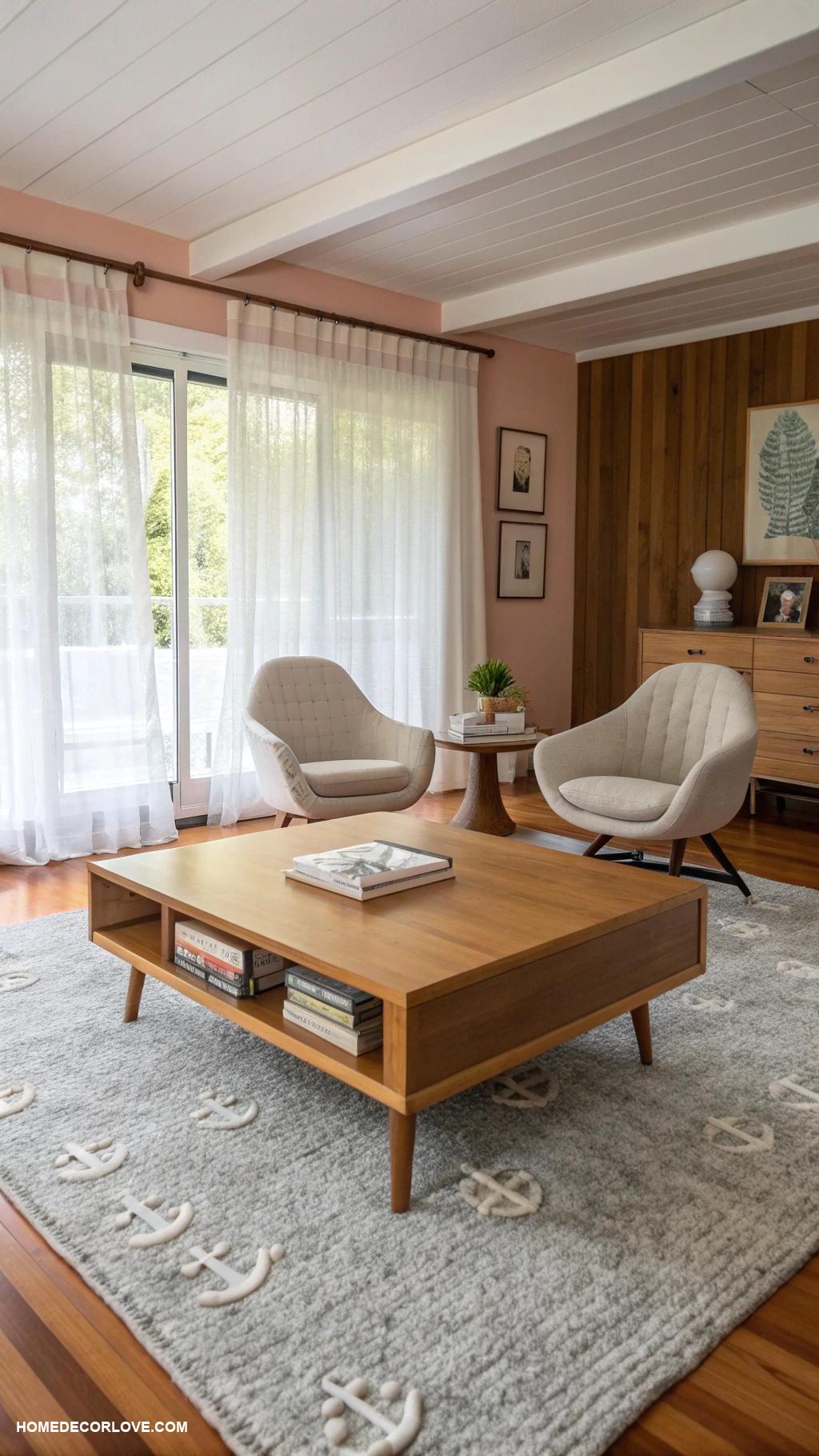 mid century modern living room Wooden accents and Scandinavian influence