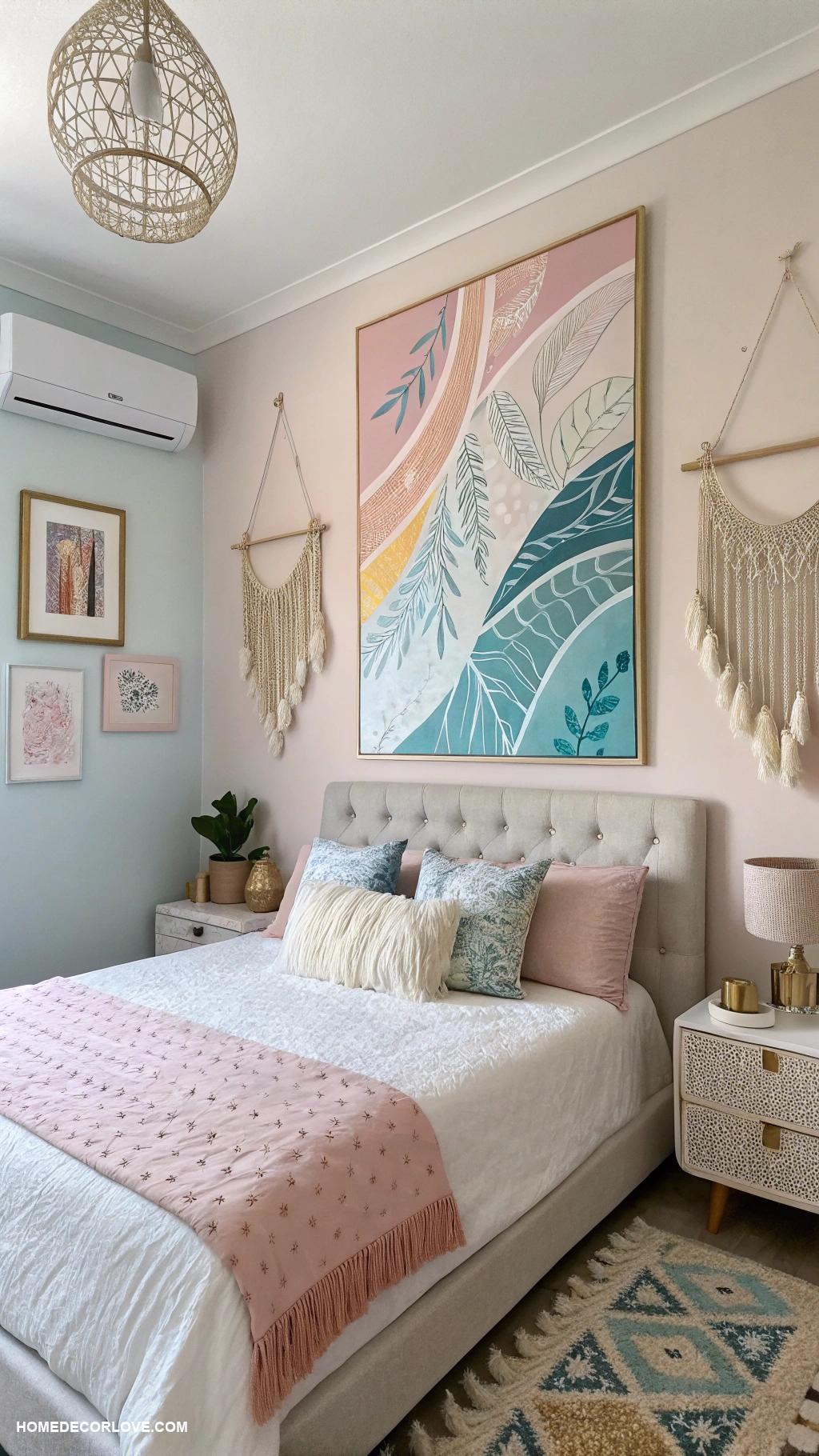 modern bedroom Artistic wall hangings for visual interest