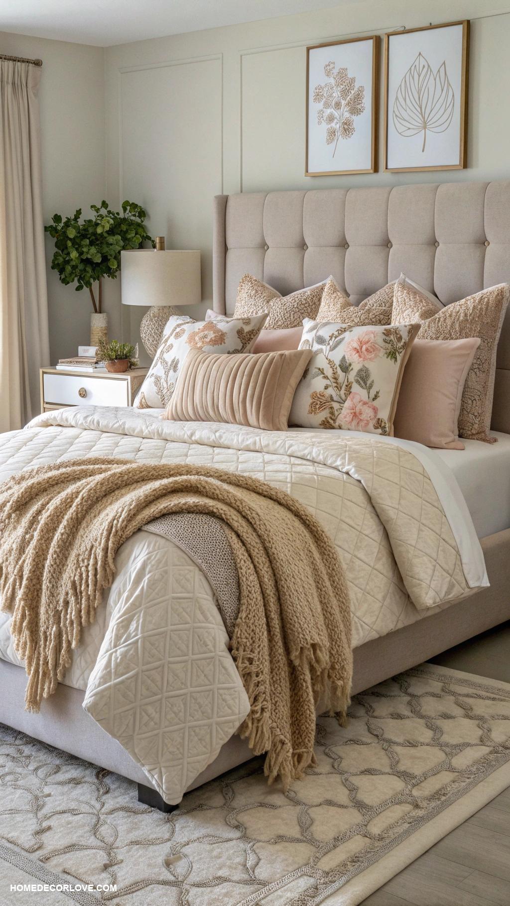 modern bedroom Layered bedding for a cozy feel