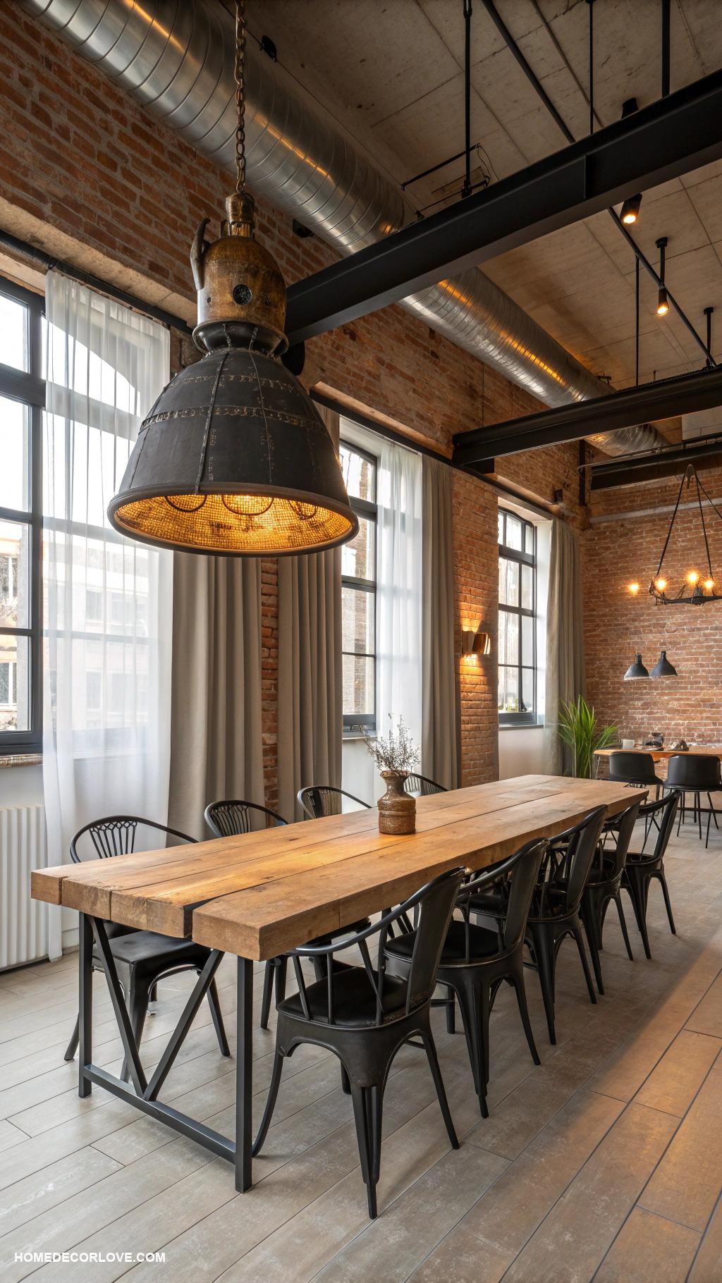 modern dining room Industrial metal fixtures and decor elements