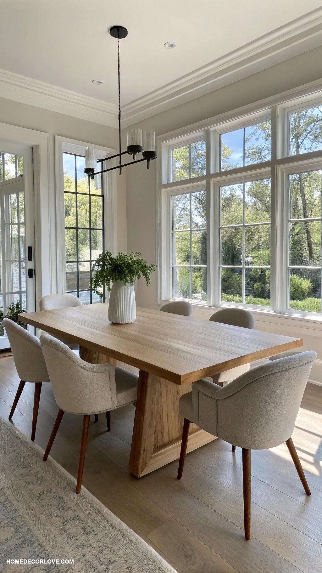 modern dining room Minimalist wood dining table with sleek chairs