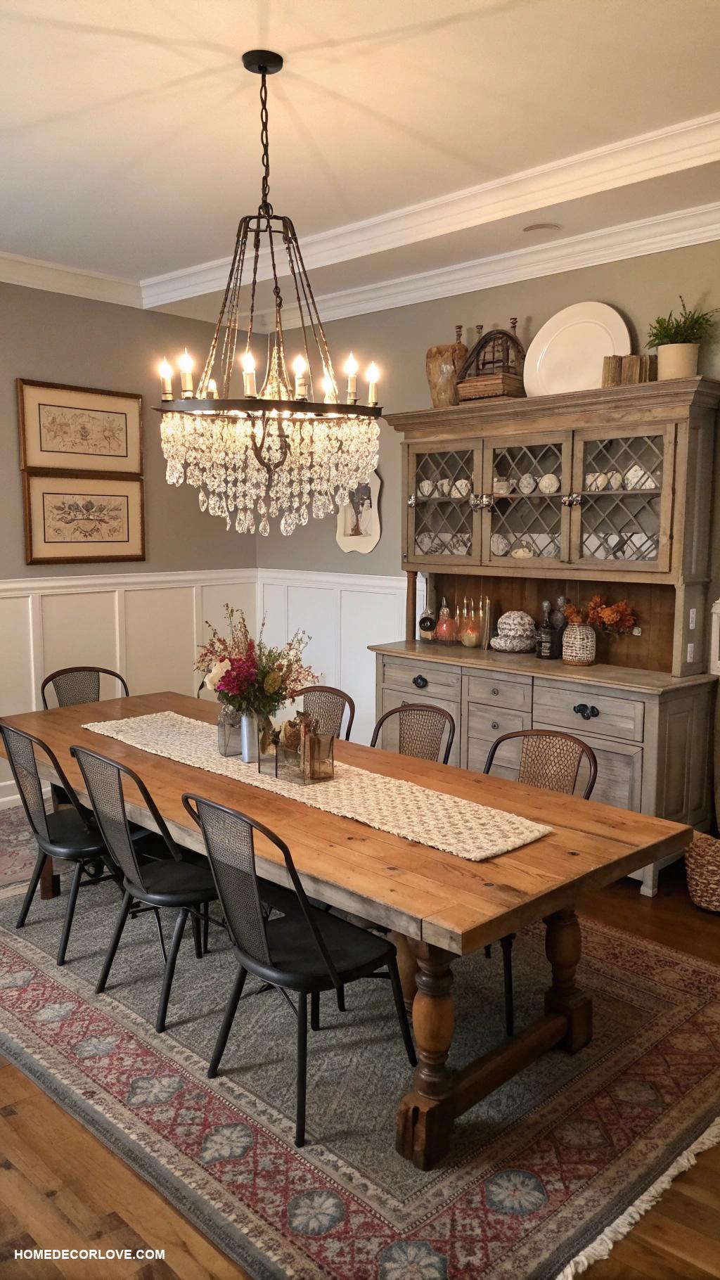 modern dining room Rustic farmhouse style with vintage accents